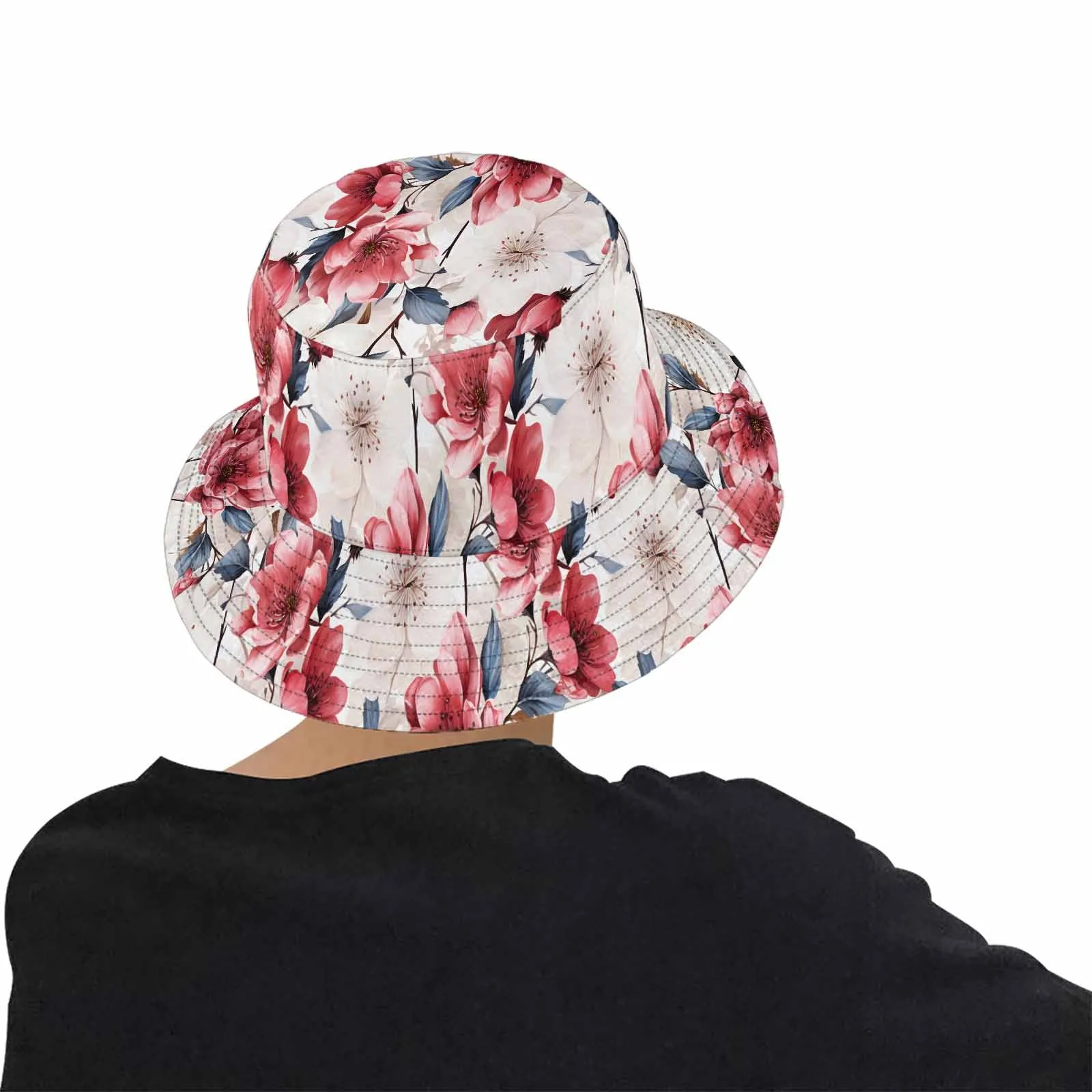 Pink Floral Small  Unisex Summer Single-Layer Bucket Hat