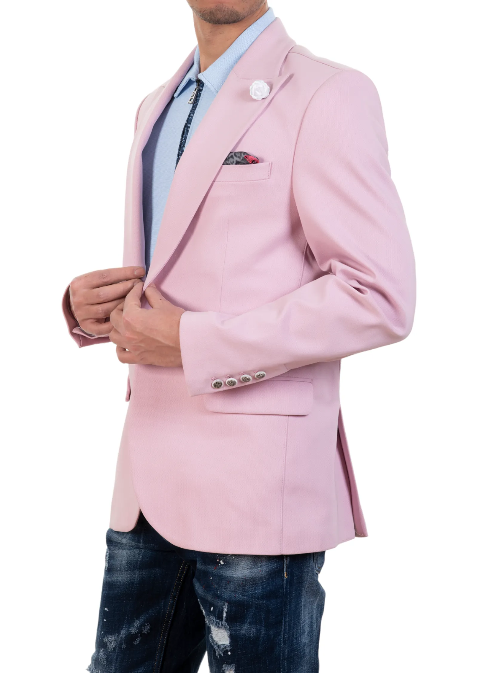 Pink Wide Lapel Performance Blazer