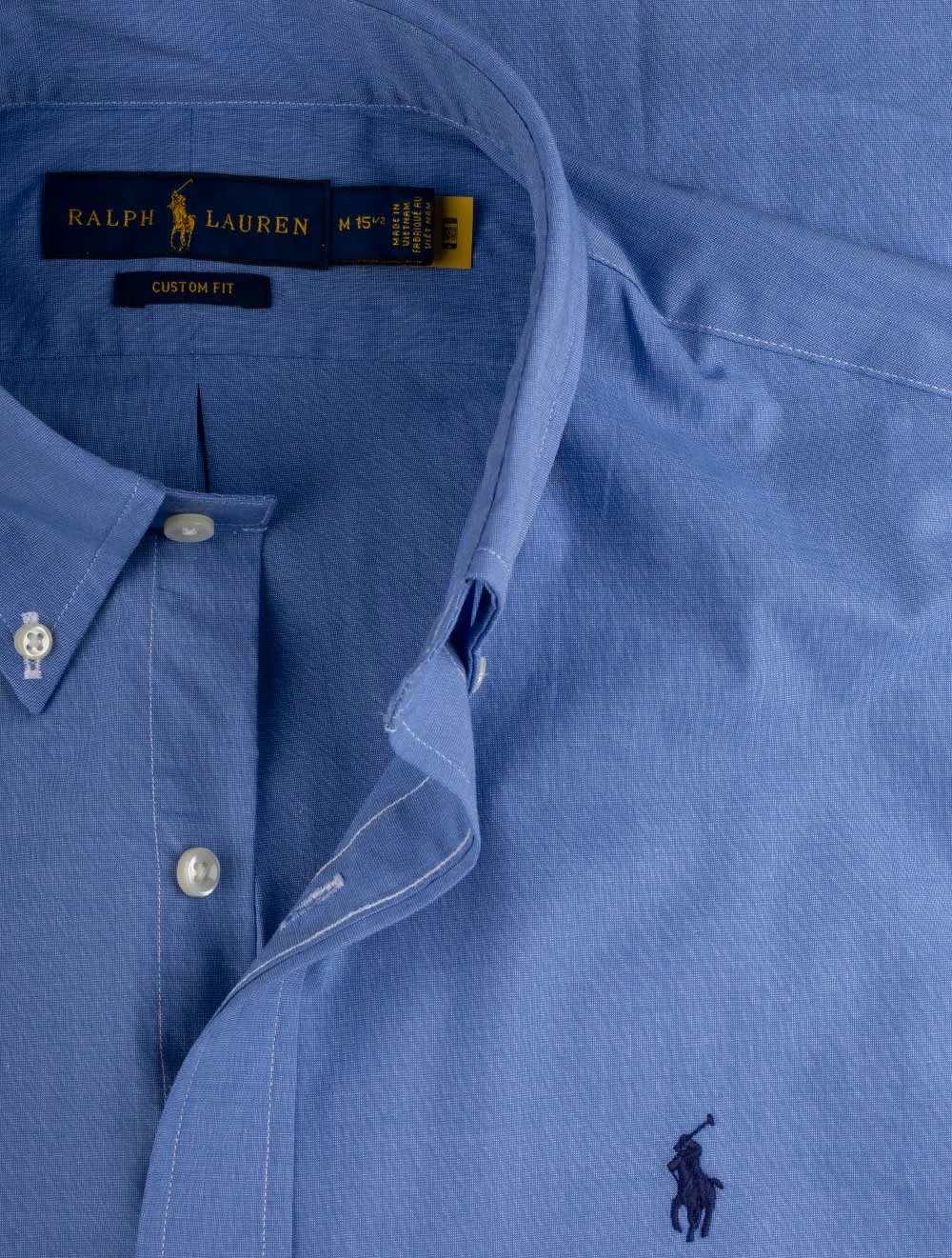 Plain Blue Button-Down Shirt Blue