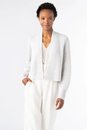 Plaited Crop Cardigan in Ivory/Silver