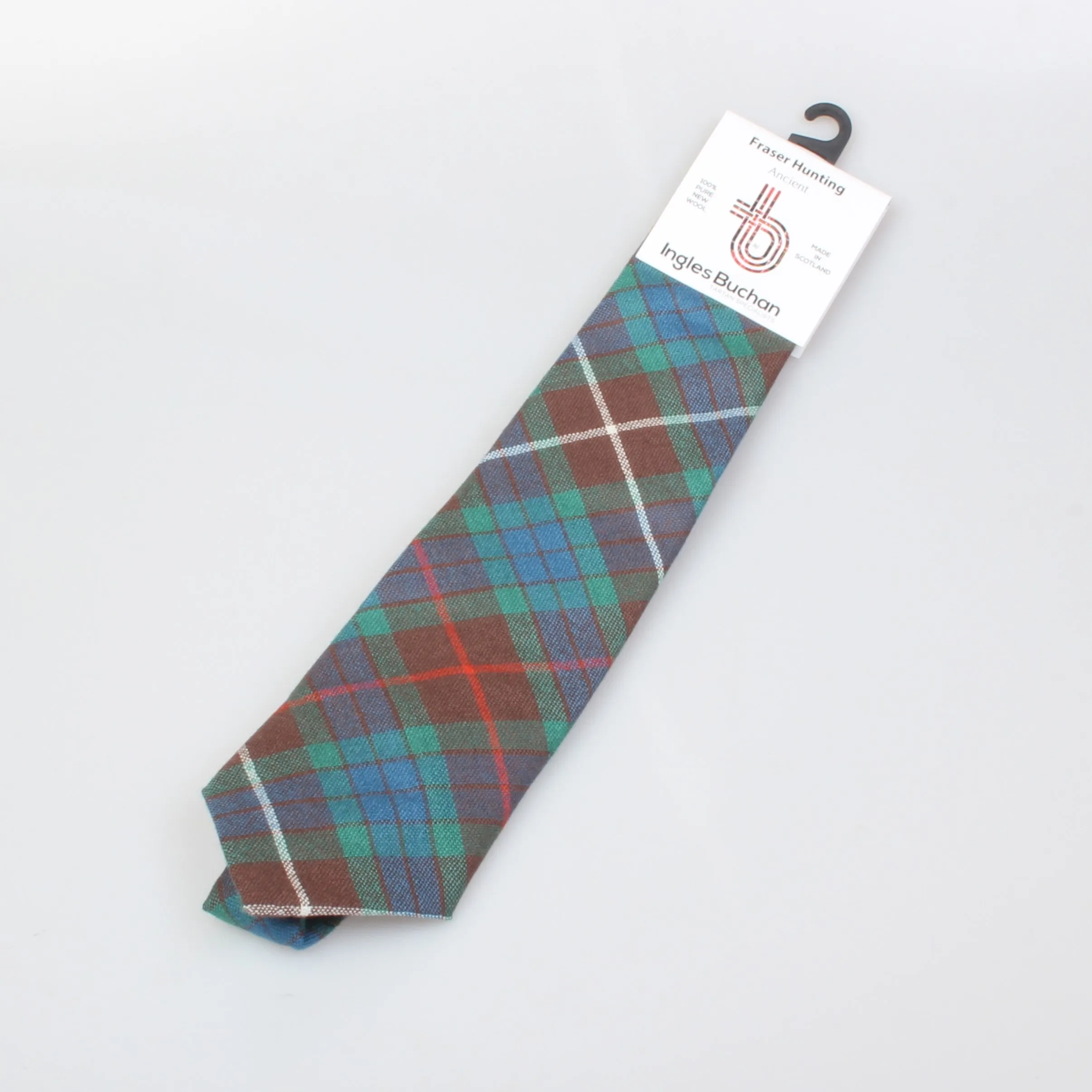 Pure Wool Tie in Fraser Hunting Ancient Tartan.