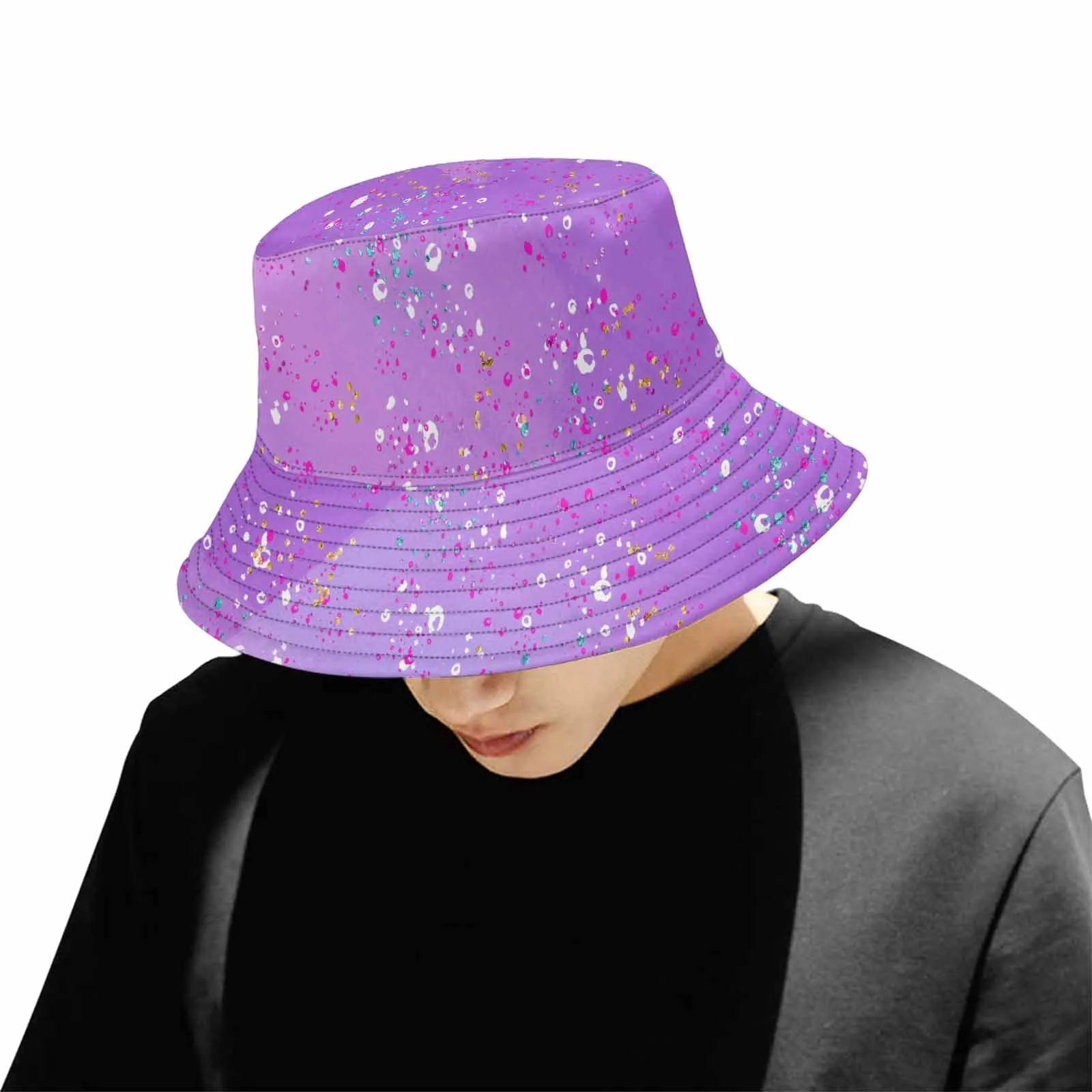 Purple Splash  Unisex Summer Single-Layer Bucket Hat