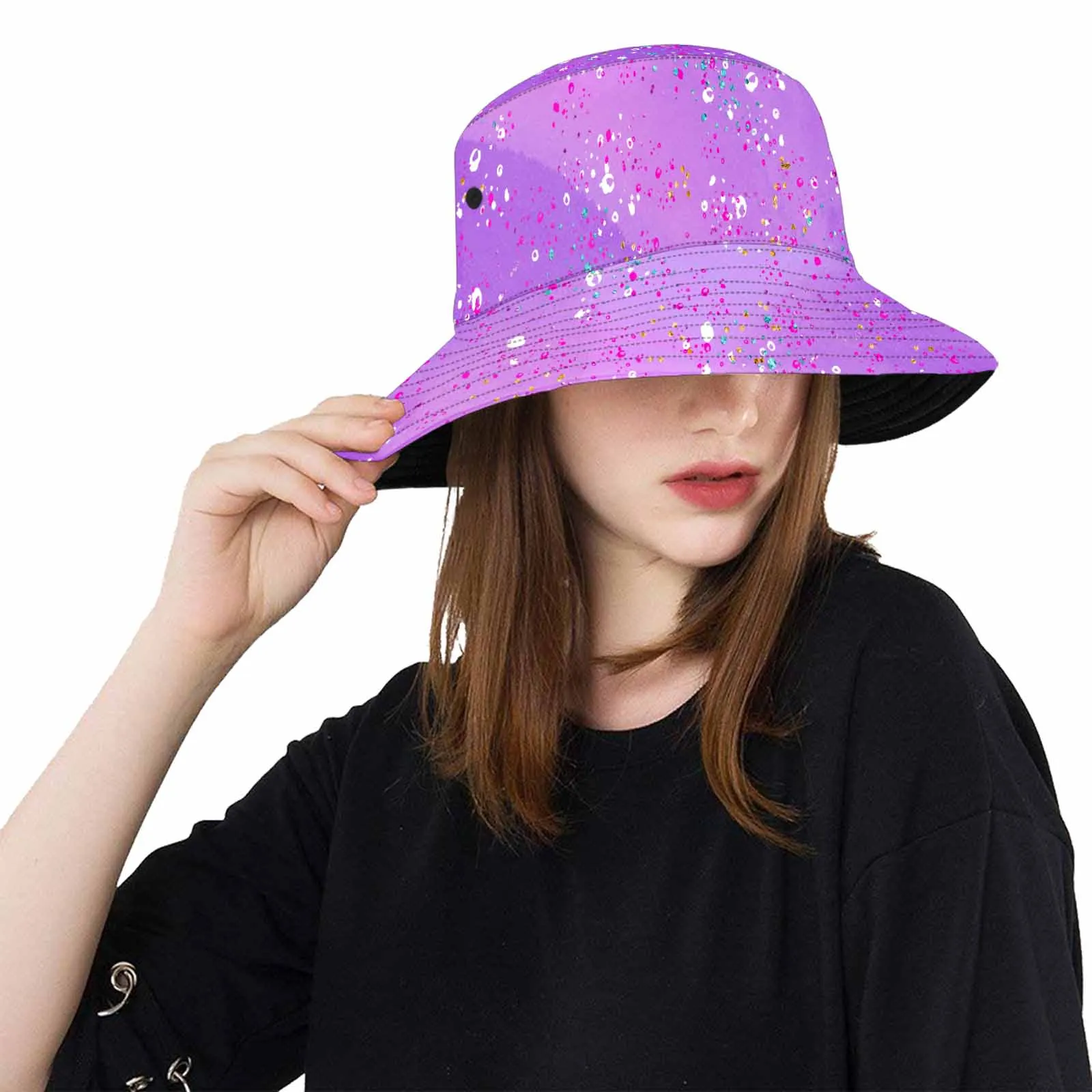 Purple Splash  Unisex Summer Single-Layer Bucket Hat