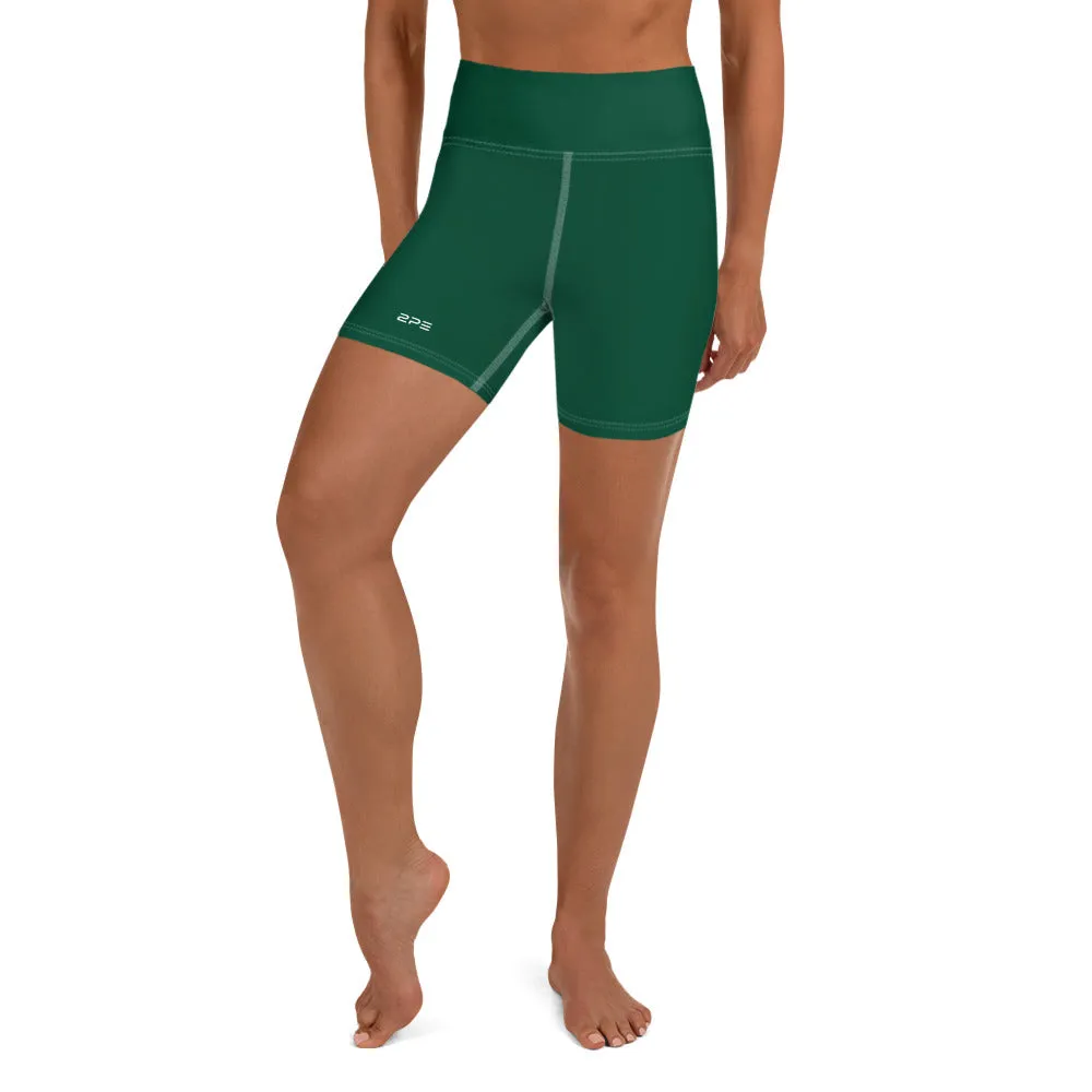 Racing Green High Waist Yoga Shorts