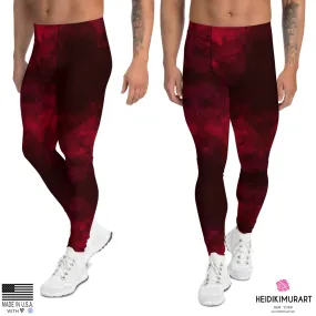 Red Abstract Men's Leggings, Gradient Meggings Compression Tights-Made in USA/EU