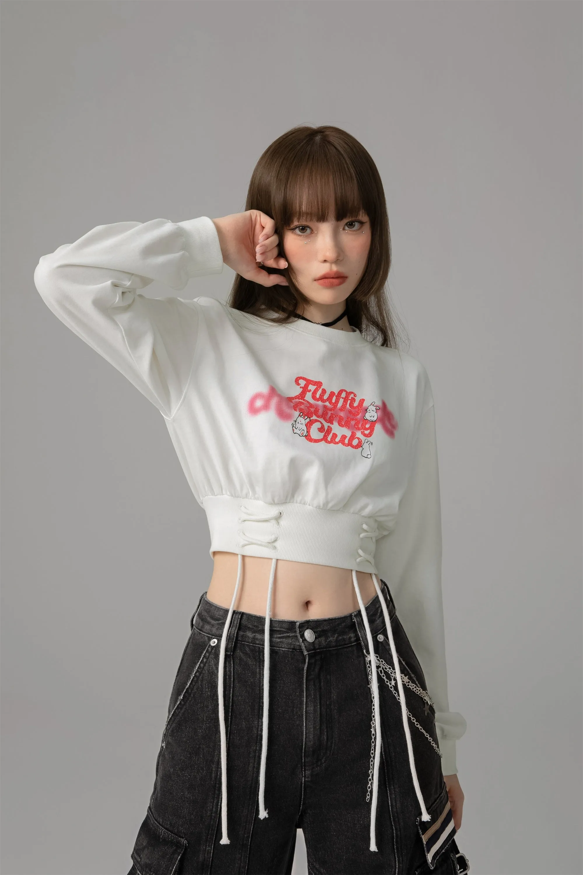 Red Bunny Cropped Sweater