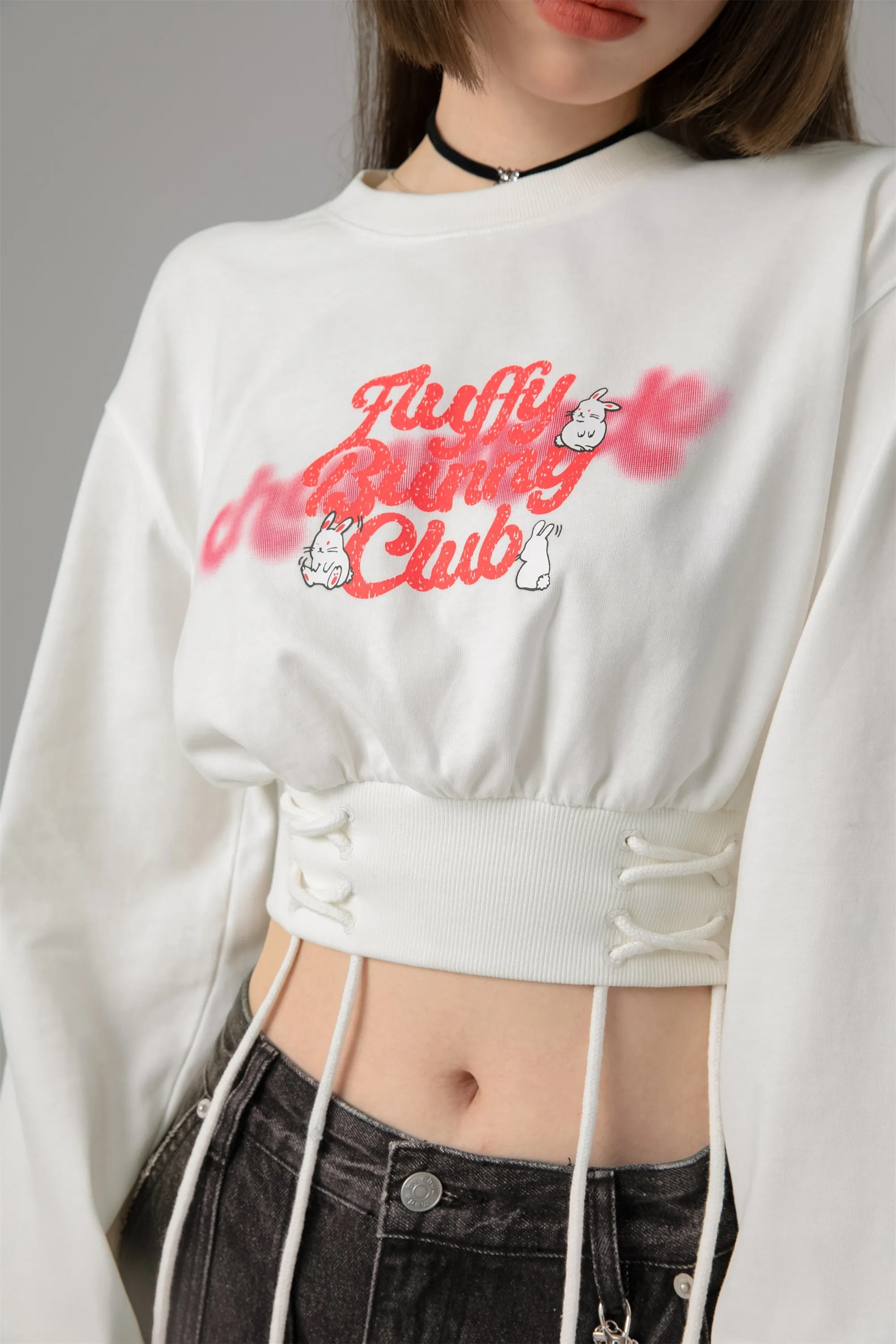 Red Bunny Cropped Sweater