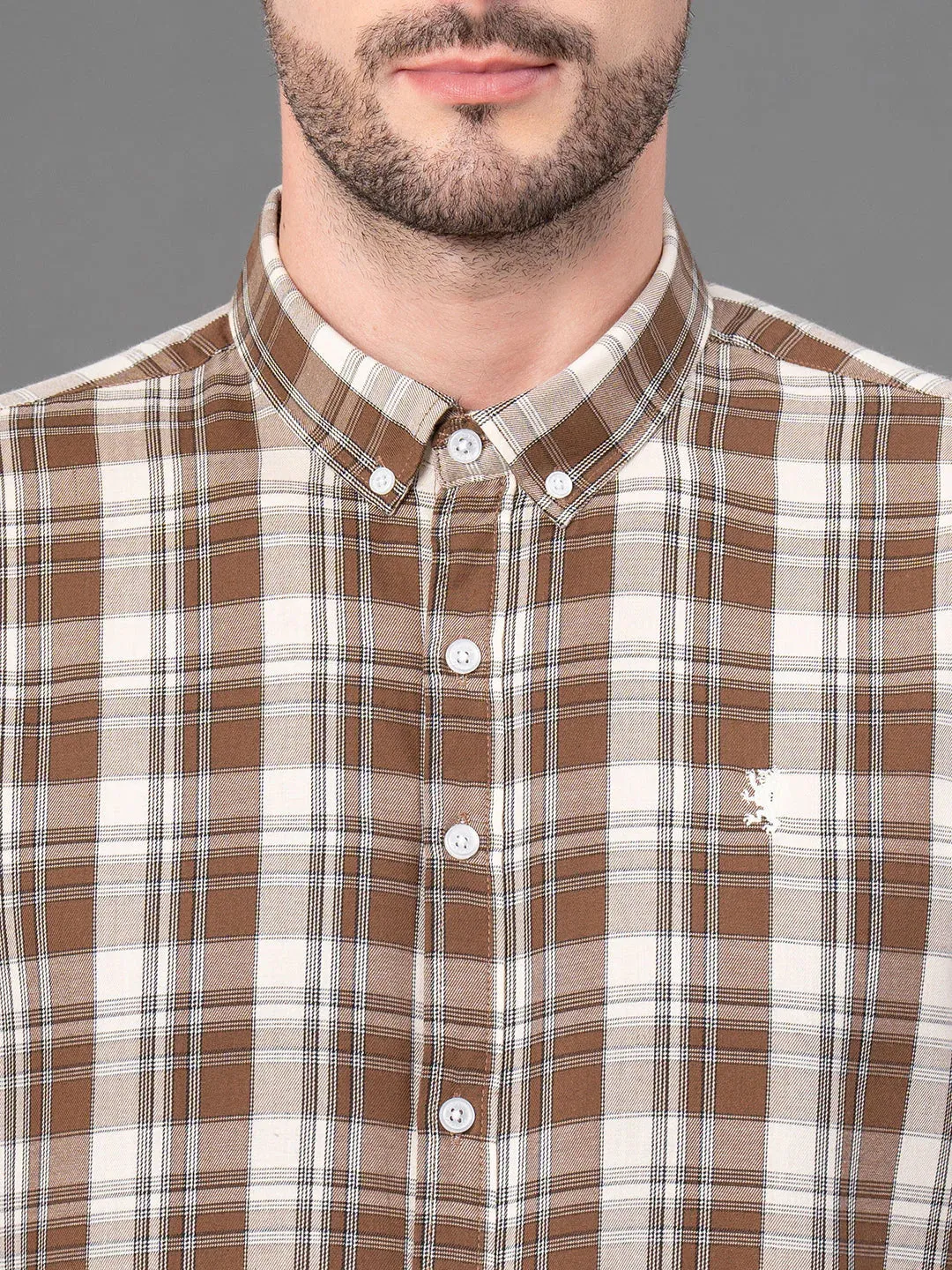 RedTape Brown Checked Shirt for Men | Classic & Versatile