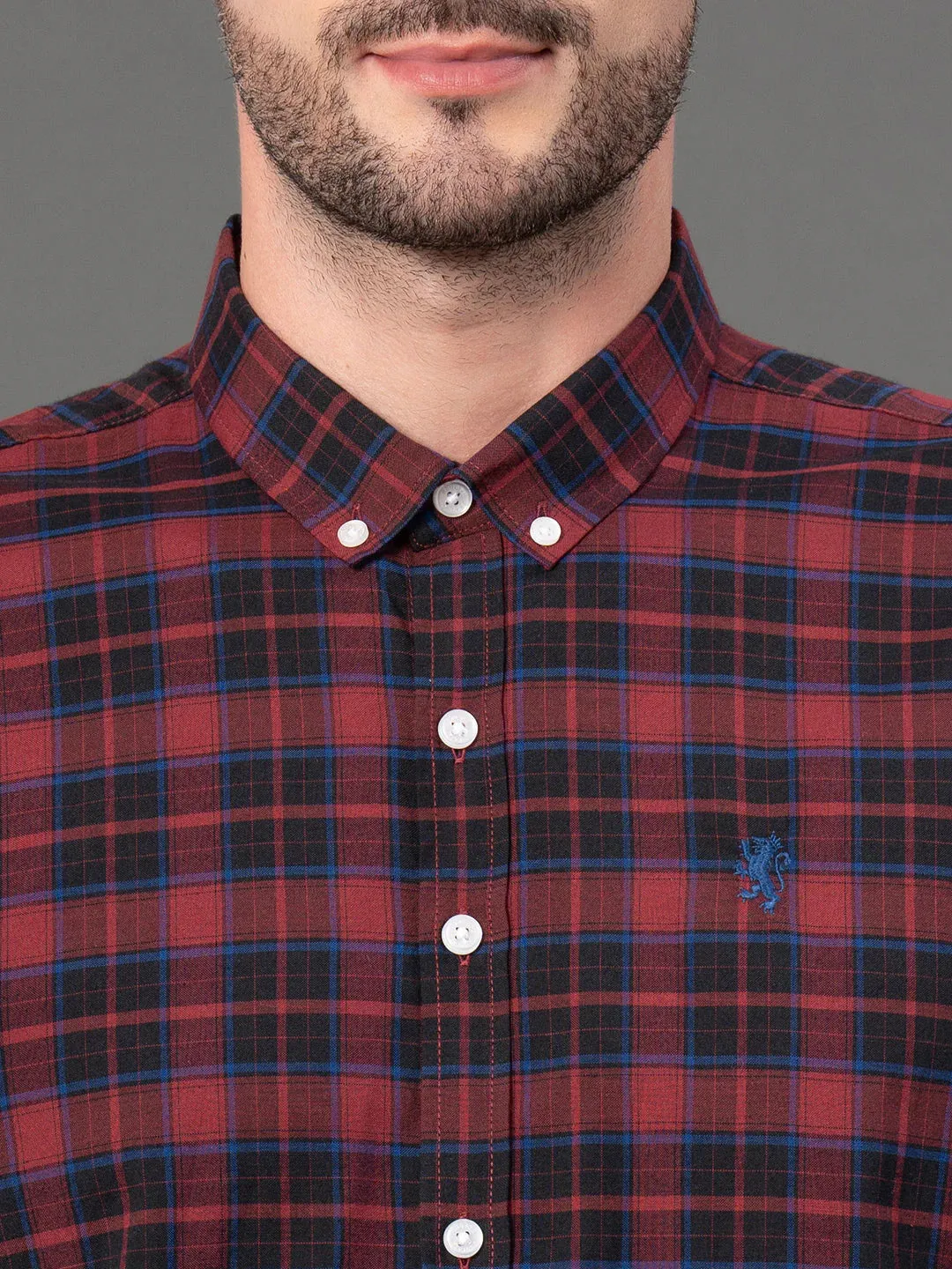 RedTape Dusky Olive Checked Shirt for Men | Classic & Versatile