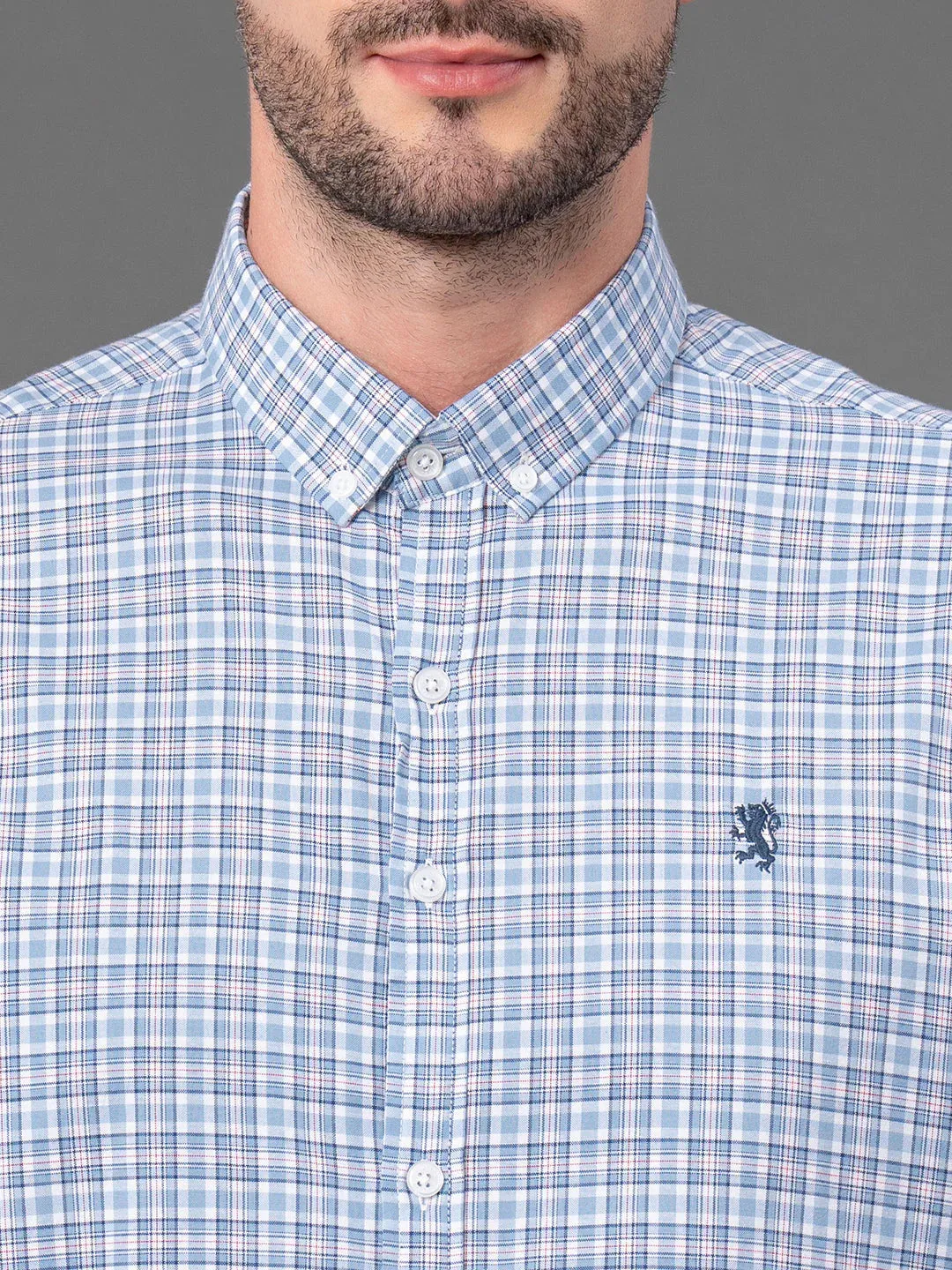 RedTape Turquoise Checked Shirt for Men | Classic & Versatile