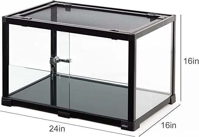 REPTIZOO Reptile Terrarium 25 Gallon, 2 in 1 Knock-Down Glass Reptile Tank 24" x 16" x 16"