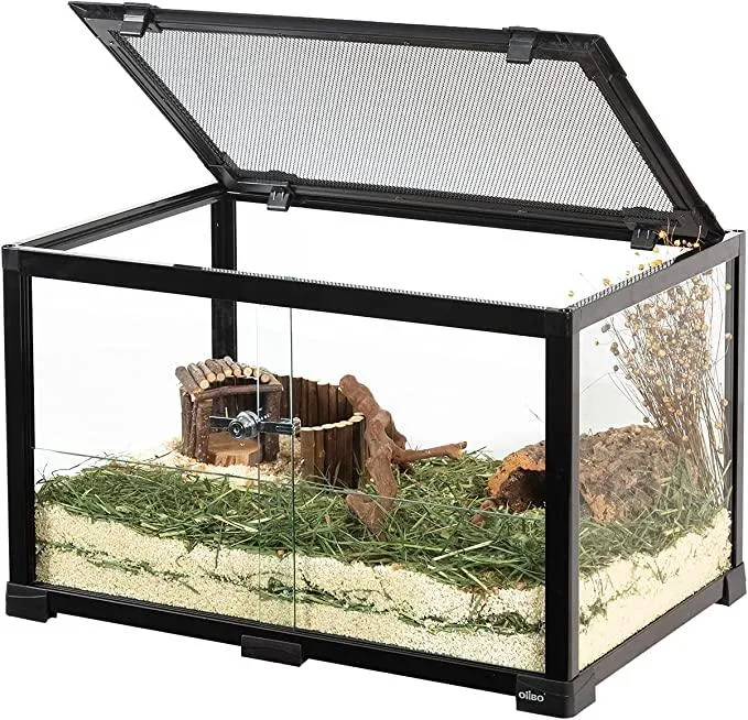 REPTIZOO Reptile Terrarium 25 Gallon, 2 in 1 Knock-Down Glass Reptile Tank 24" x 16" x 16"