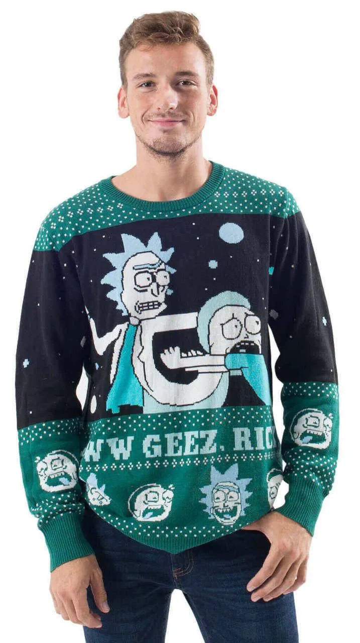 Rick and Morty Alien Aww Geez Christmas Sweater