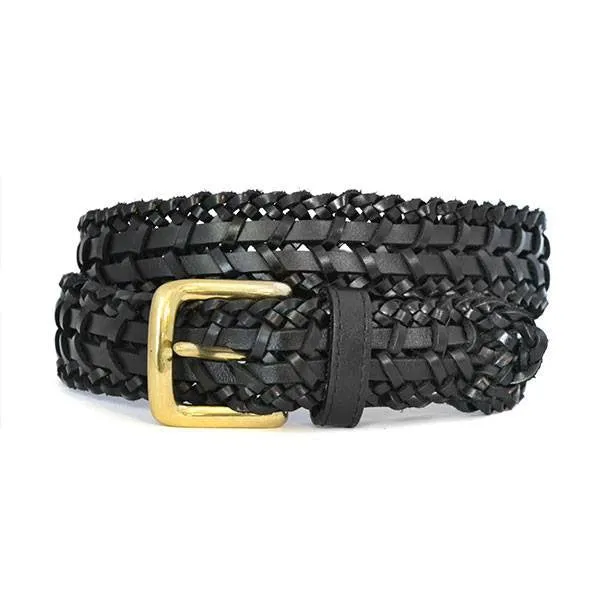 RIETERS - Mens Black Leather Plait Belt