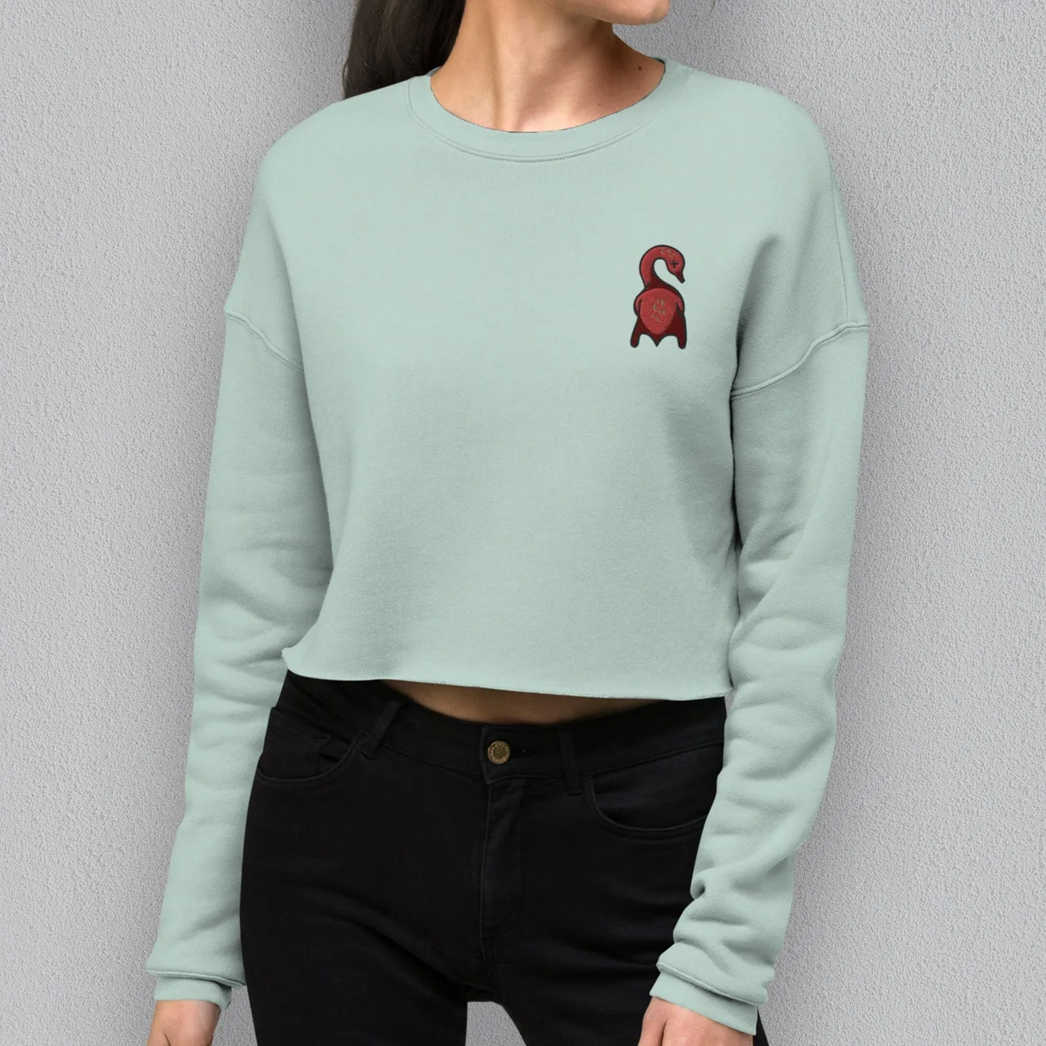 Roasted Duck Embroidered Crop Sweatshirt