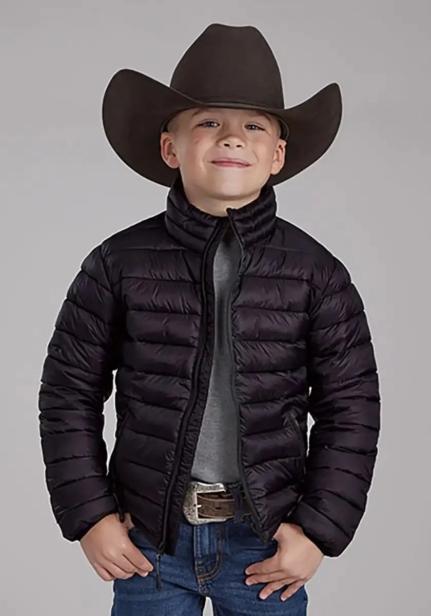 Roper Boy's Lightweight Puffer Coat (Black) - Children's Jacket