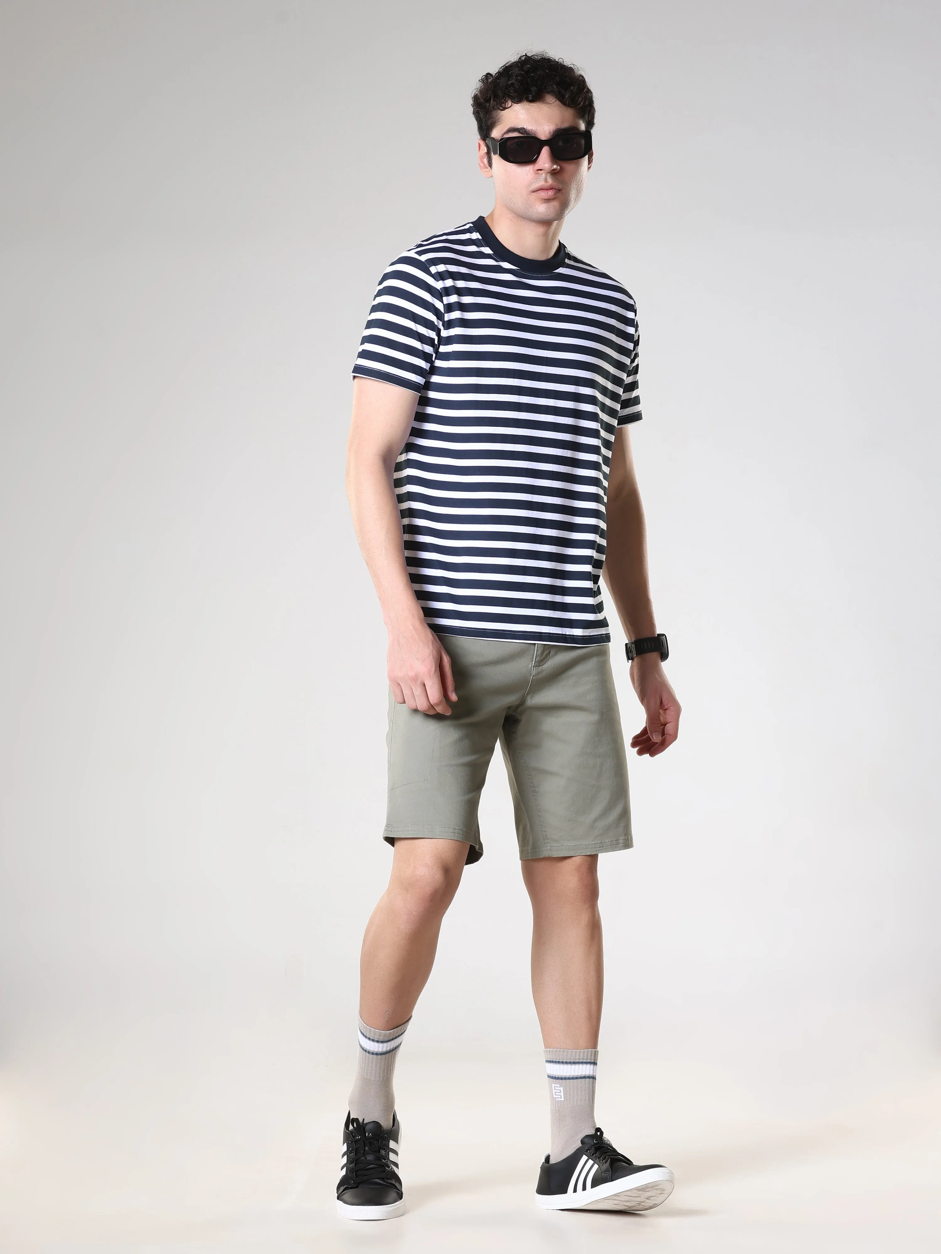 Sage - Striped Polo T-Shirt - Alabaster Blue