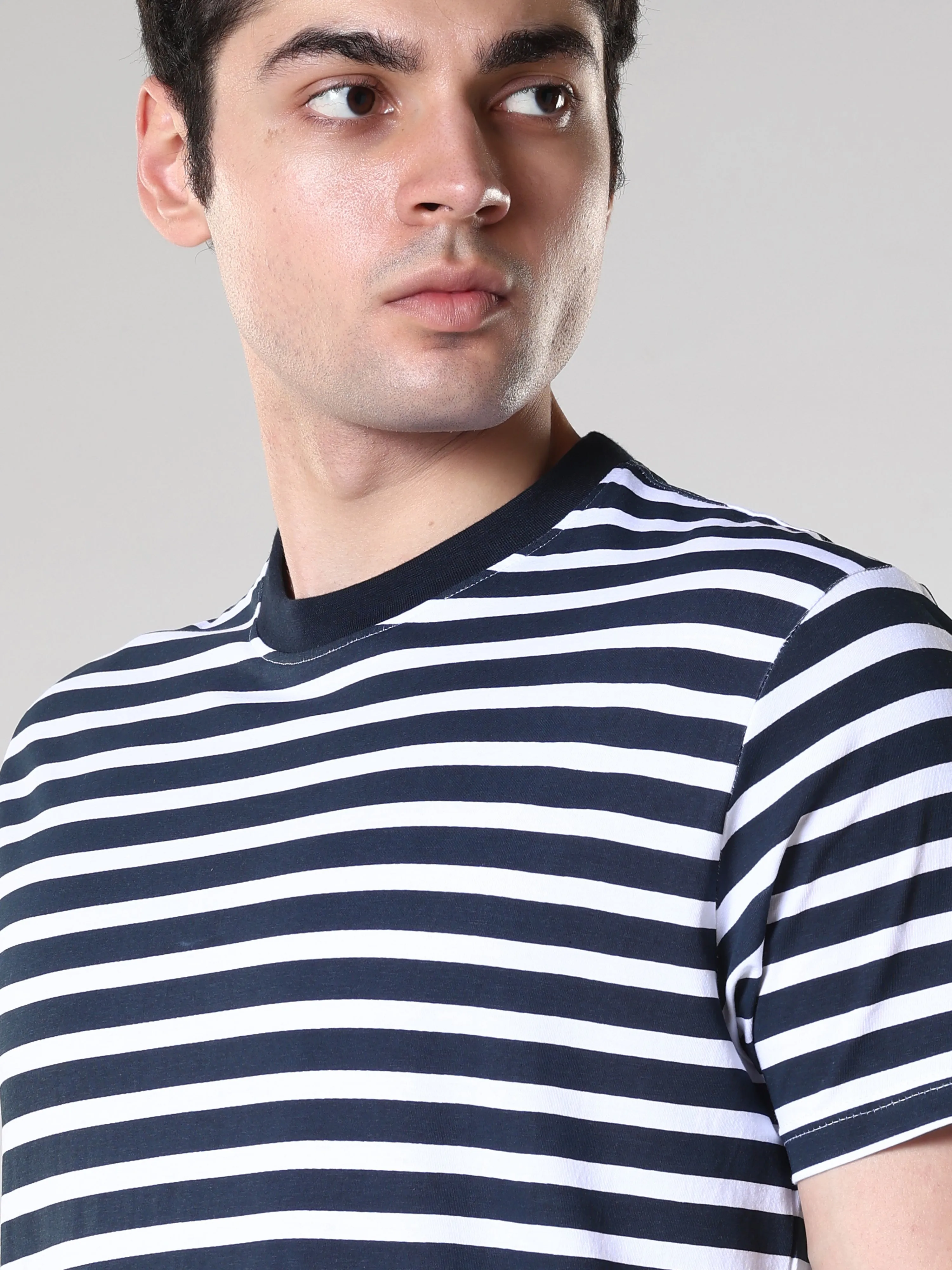 Sage - Striped Polo T-Shirt - Alabaster Blue