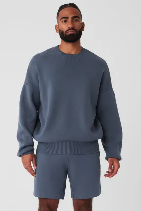 Scholar Crew Neck Sweater - Bluestone