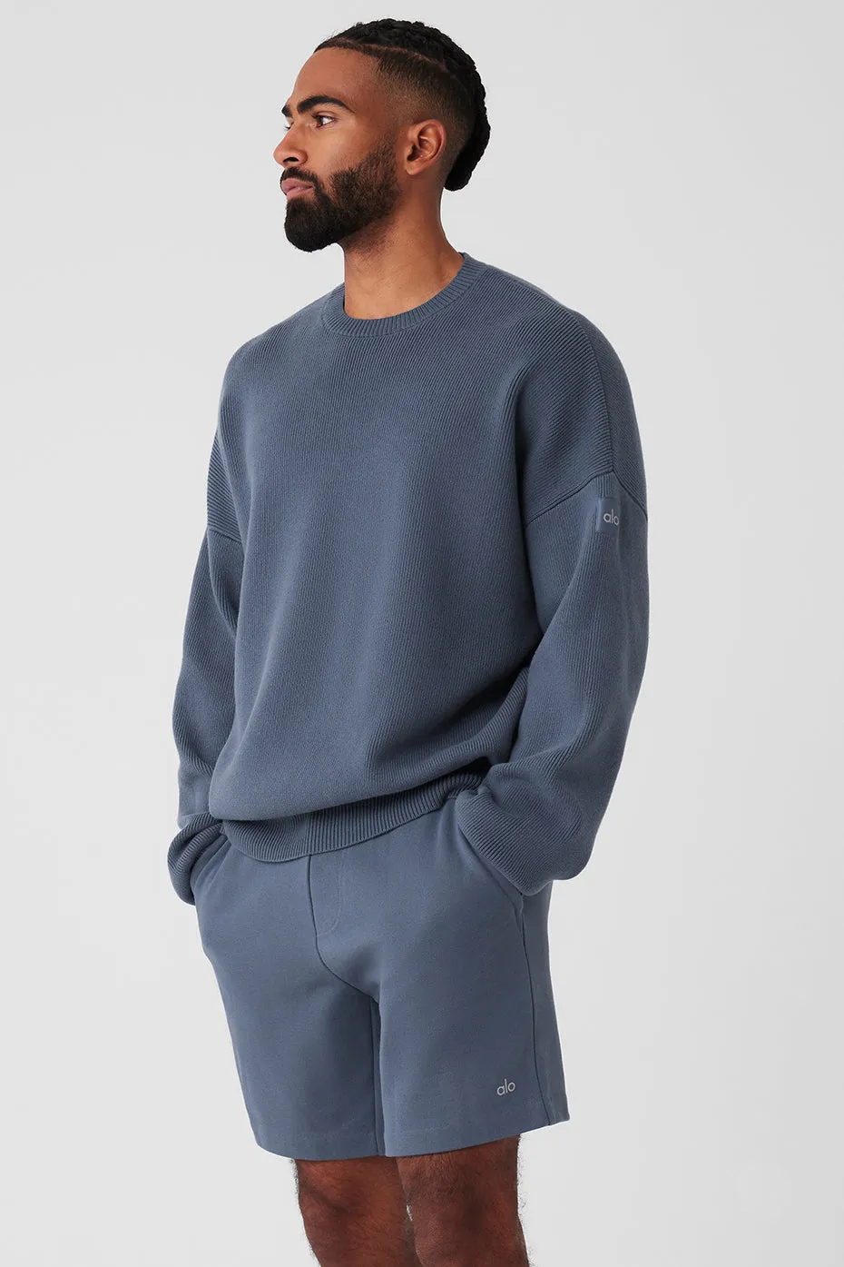 Scholar Crew Neck Sweater - Bluestone