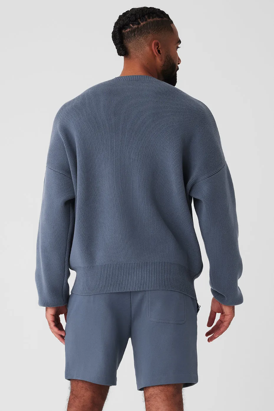 Scholar Crew Neck Sweater - Bluestone