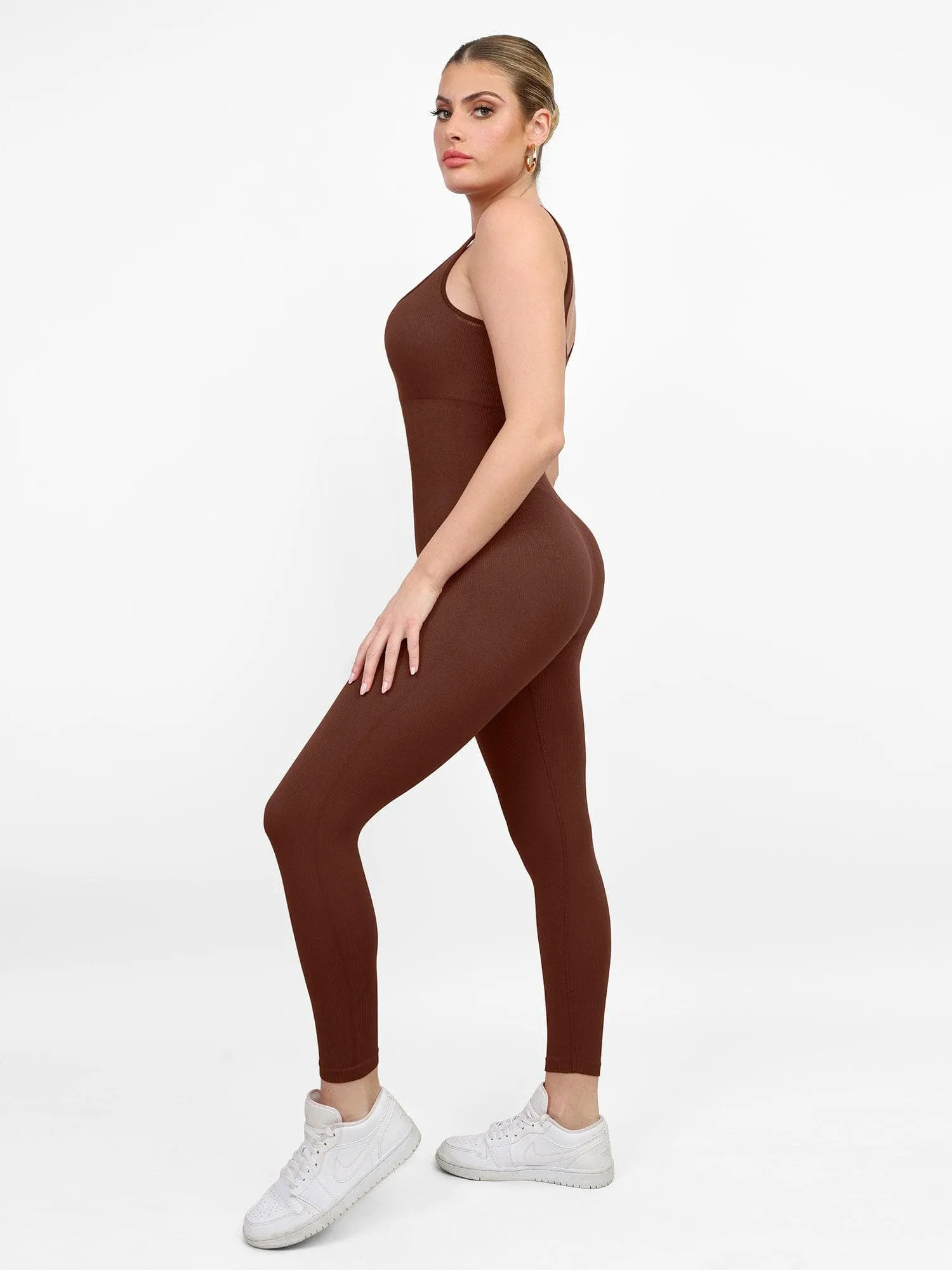 Shapewear Seamless Square Neck Tank Workout Jumpsuit