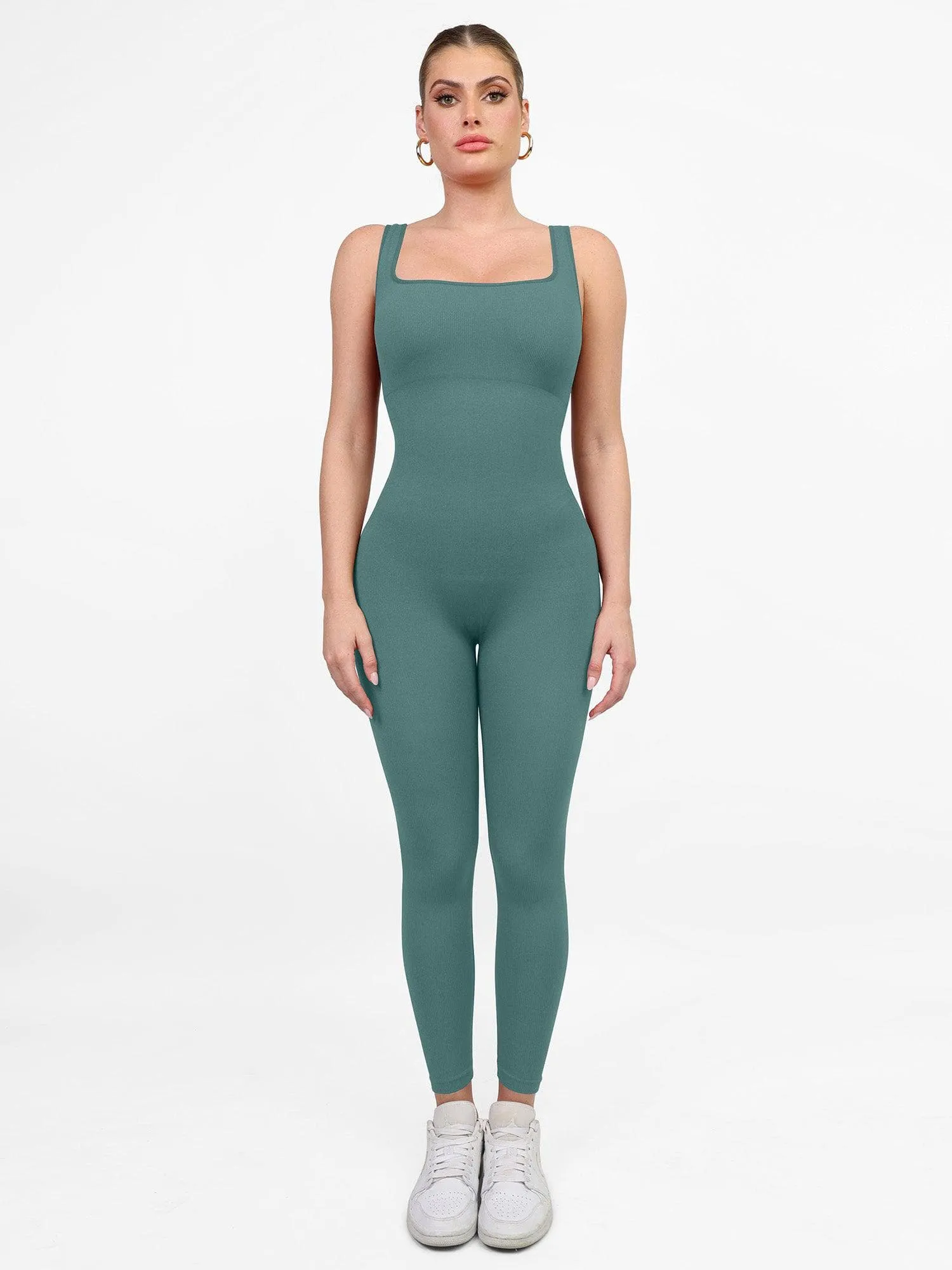 Shapewear Seamless Square Neck Tank Workout Jumpsuit