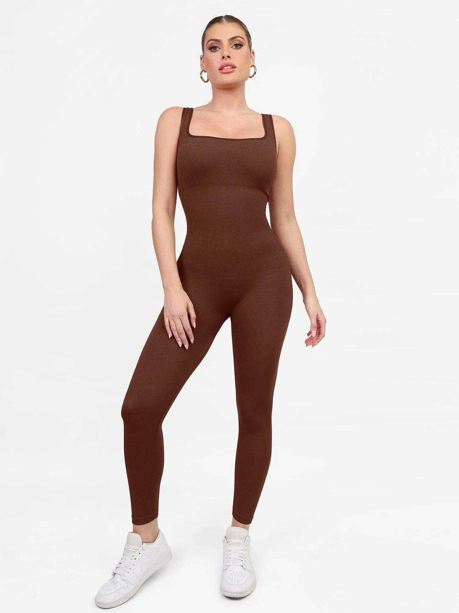 Shapewear Square Neck Seamless Tank Workout Jumpsuit