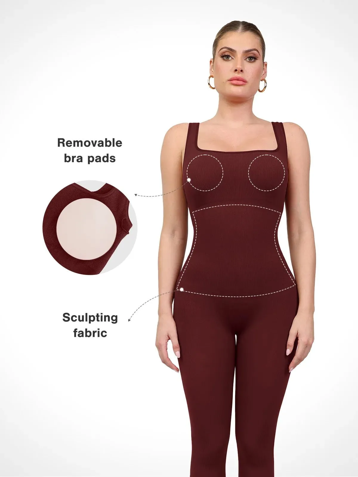 Shapewear Square Neck Seamless Tank Workout Jumpsuit