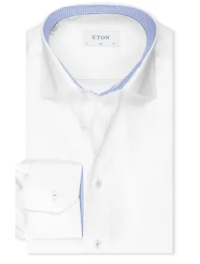 Slim Fit Formal Stretch Plain Shirt With Contrast Inlay White