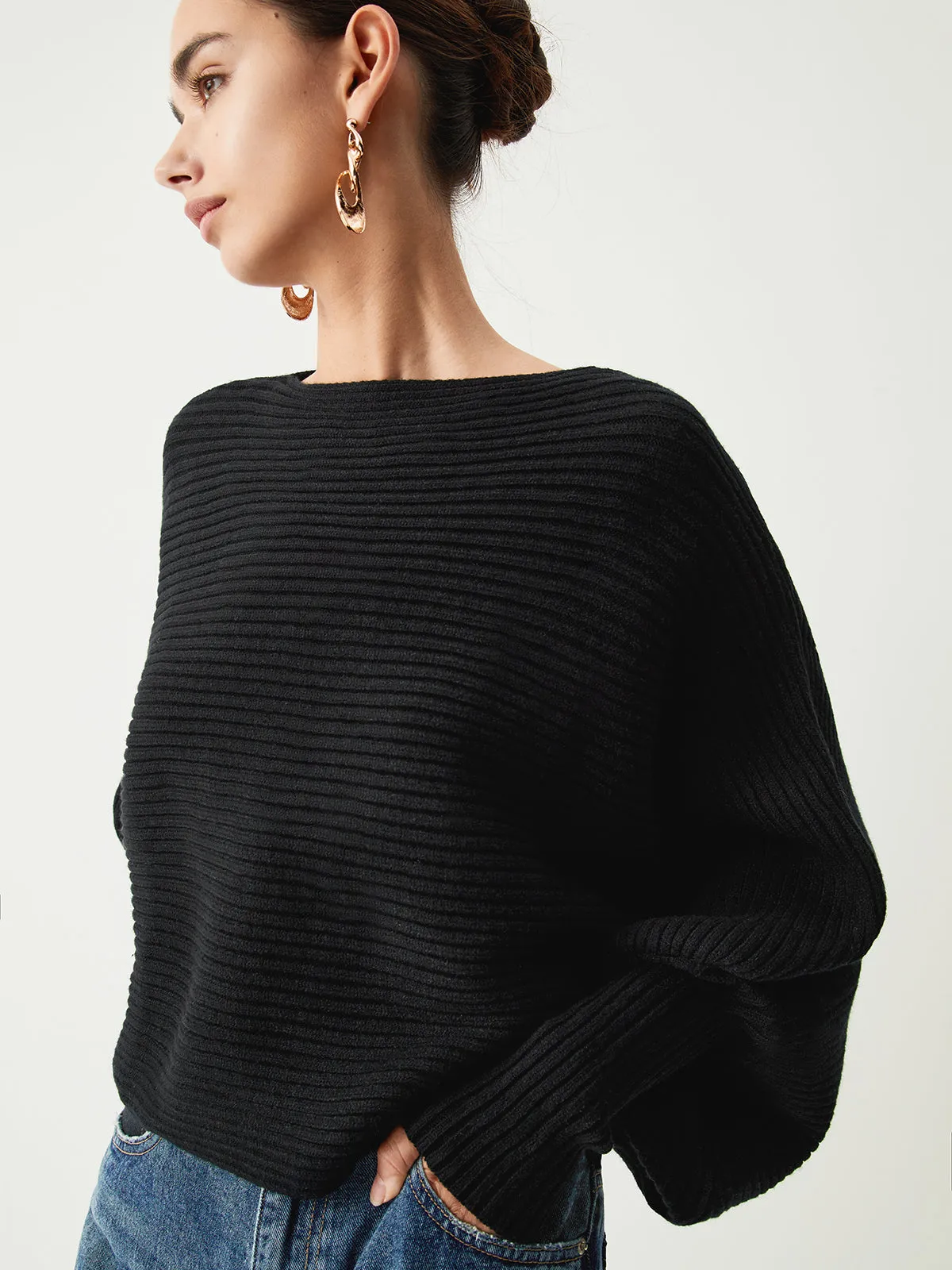 Slouchy Oversized Graceful Rib Crop Sweater