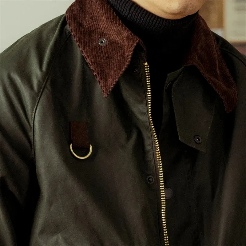 Solid Green Turn-Down Collar Jacket