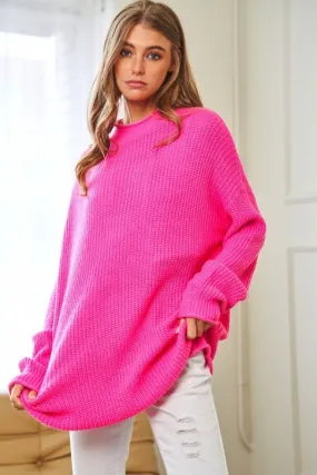 Solid Mock Neck Long Sleeve Knit Sweater