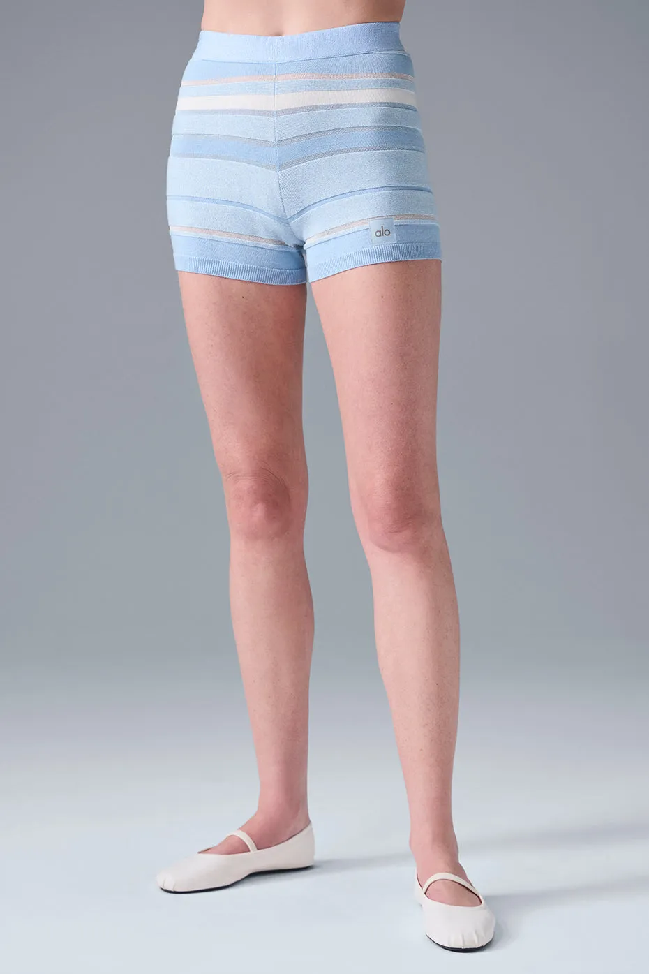 Sport Play High-Waist Knit Short - Seashell Blue/Ivory