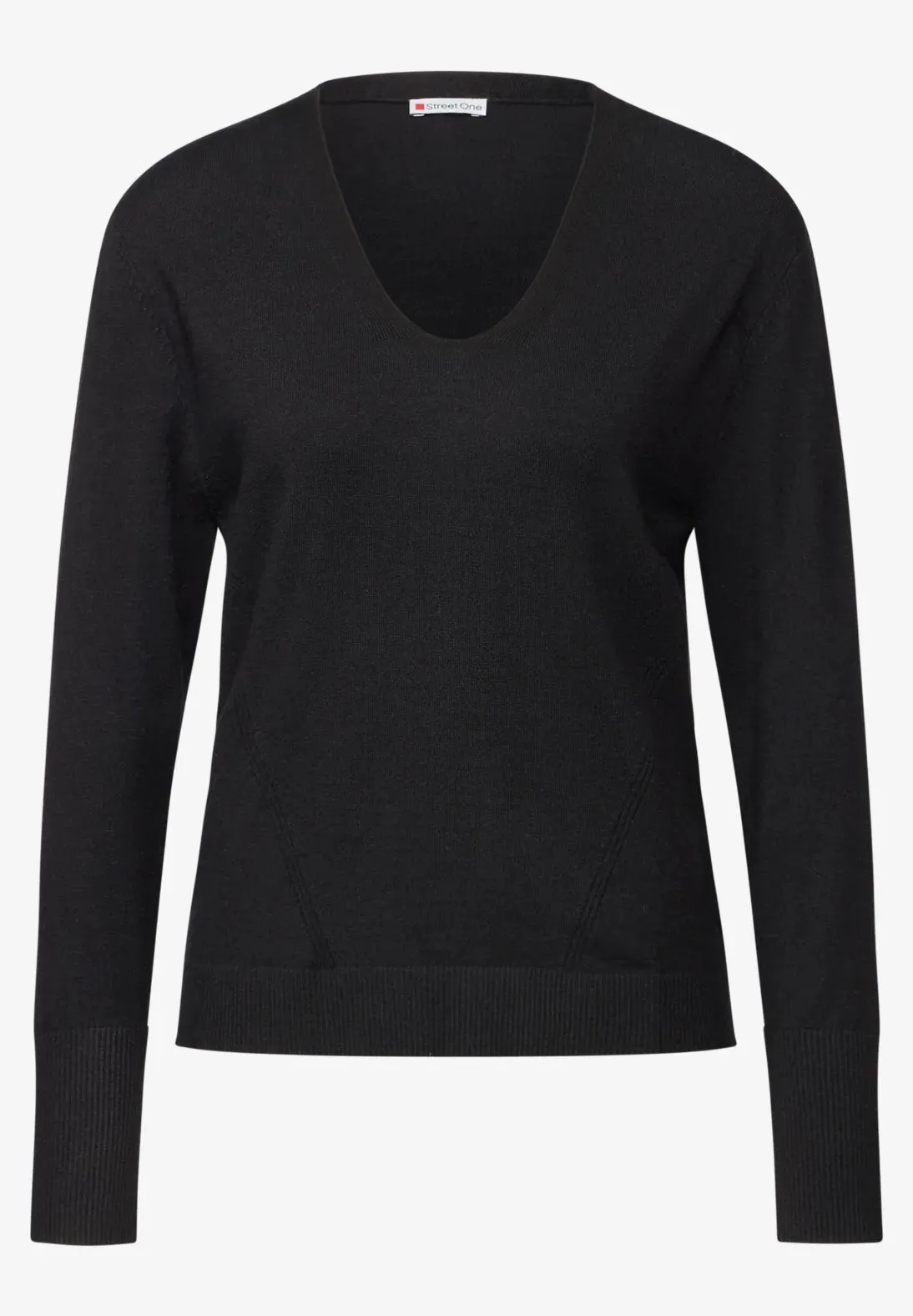 Street One Black Fine Knit V Neck Jumper 302964