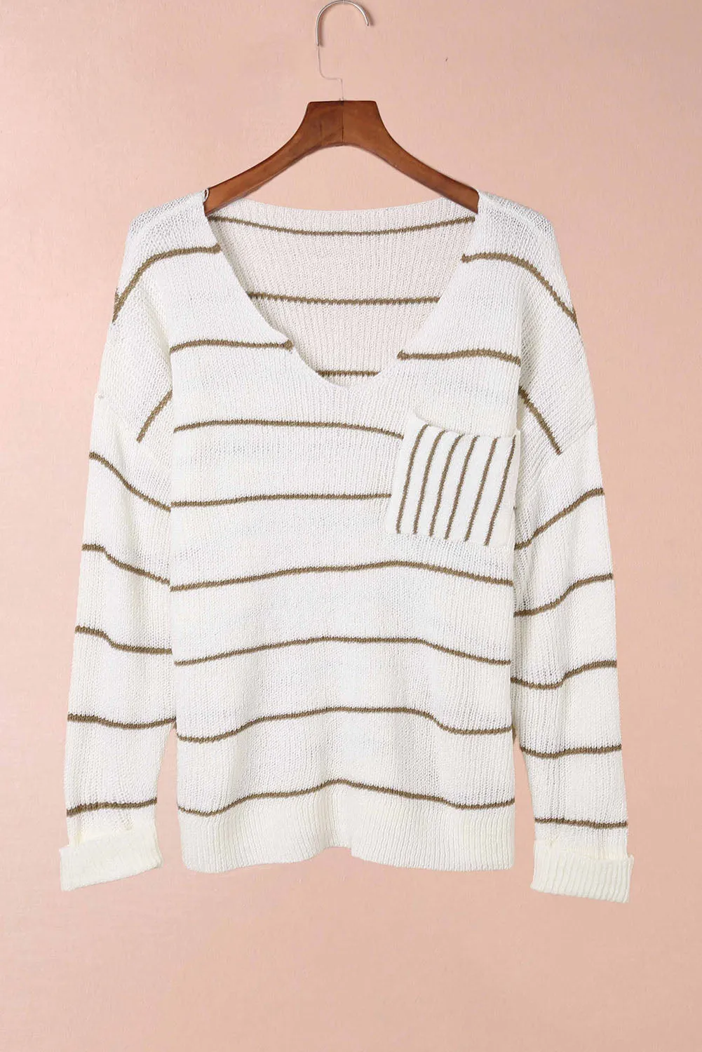 Striped V-Neck Drop Shoulder Sweater | Winter Sweater | Sweater Weather