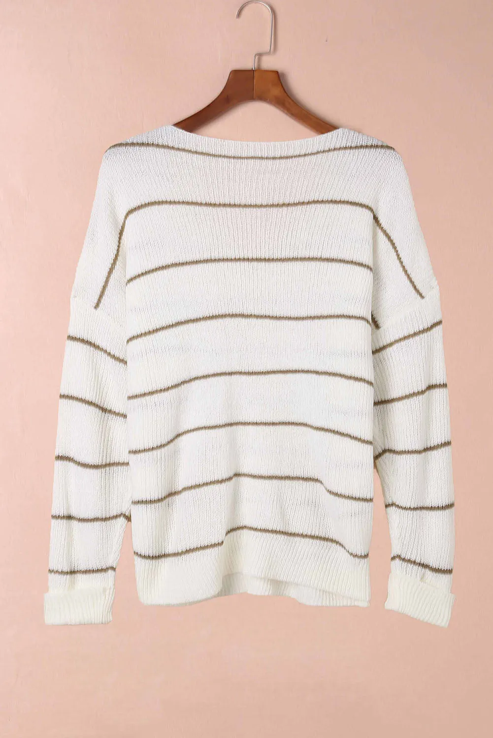 Striped V-Neck Drop Shoulder Sweater | Winter Sweater | Sweater Weather