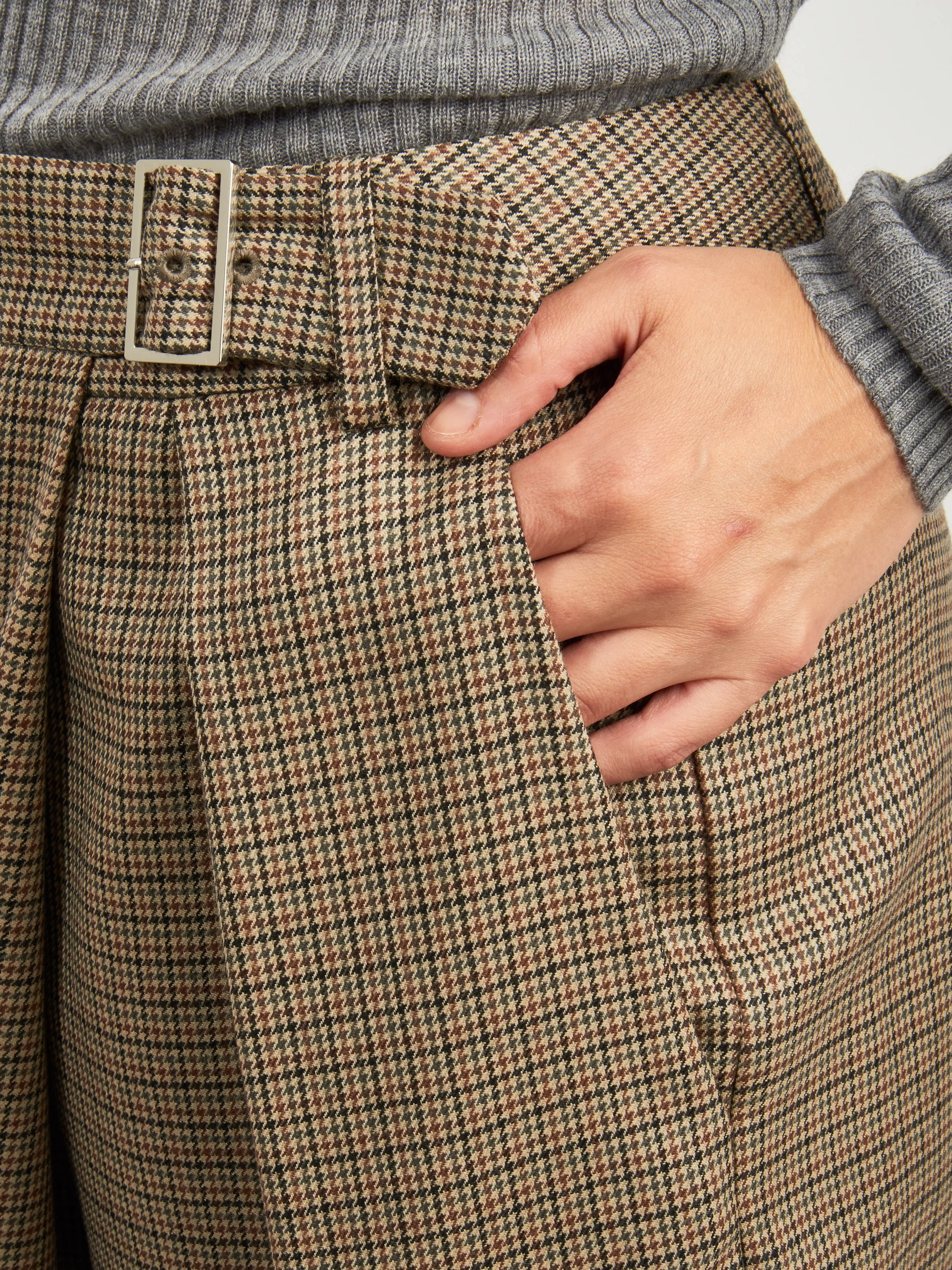 Tan/Multi Thomas Menswear Check Wrap Culotte