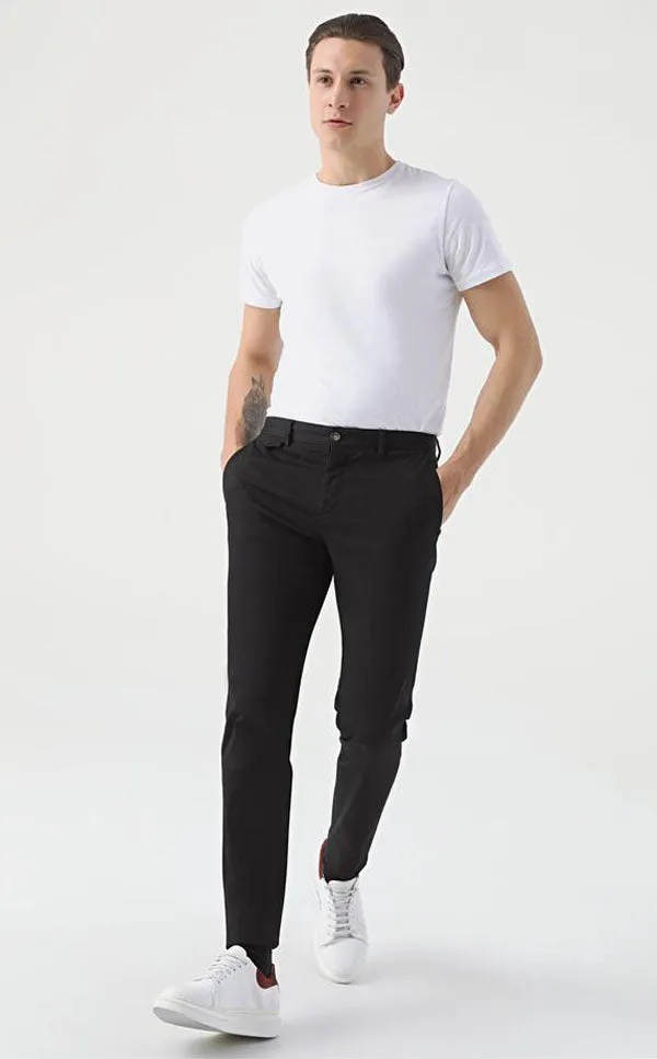 TWN Slim Fit Black Dobby Chino Pants