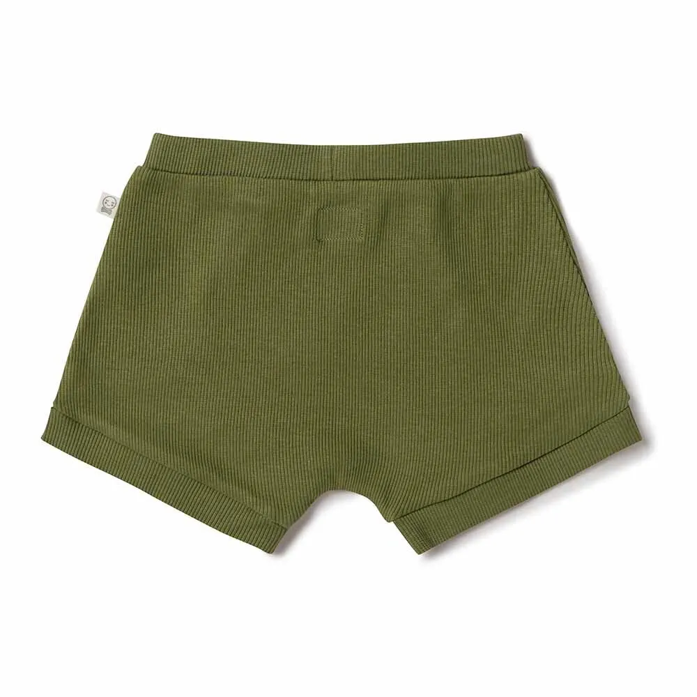 Unisex Organic-cotton Olive Shorts