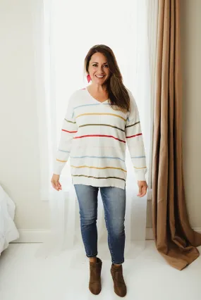 V Stripe Sweater