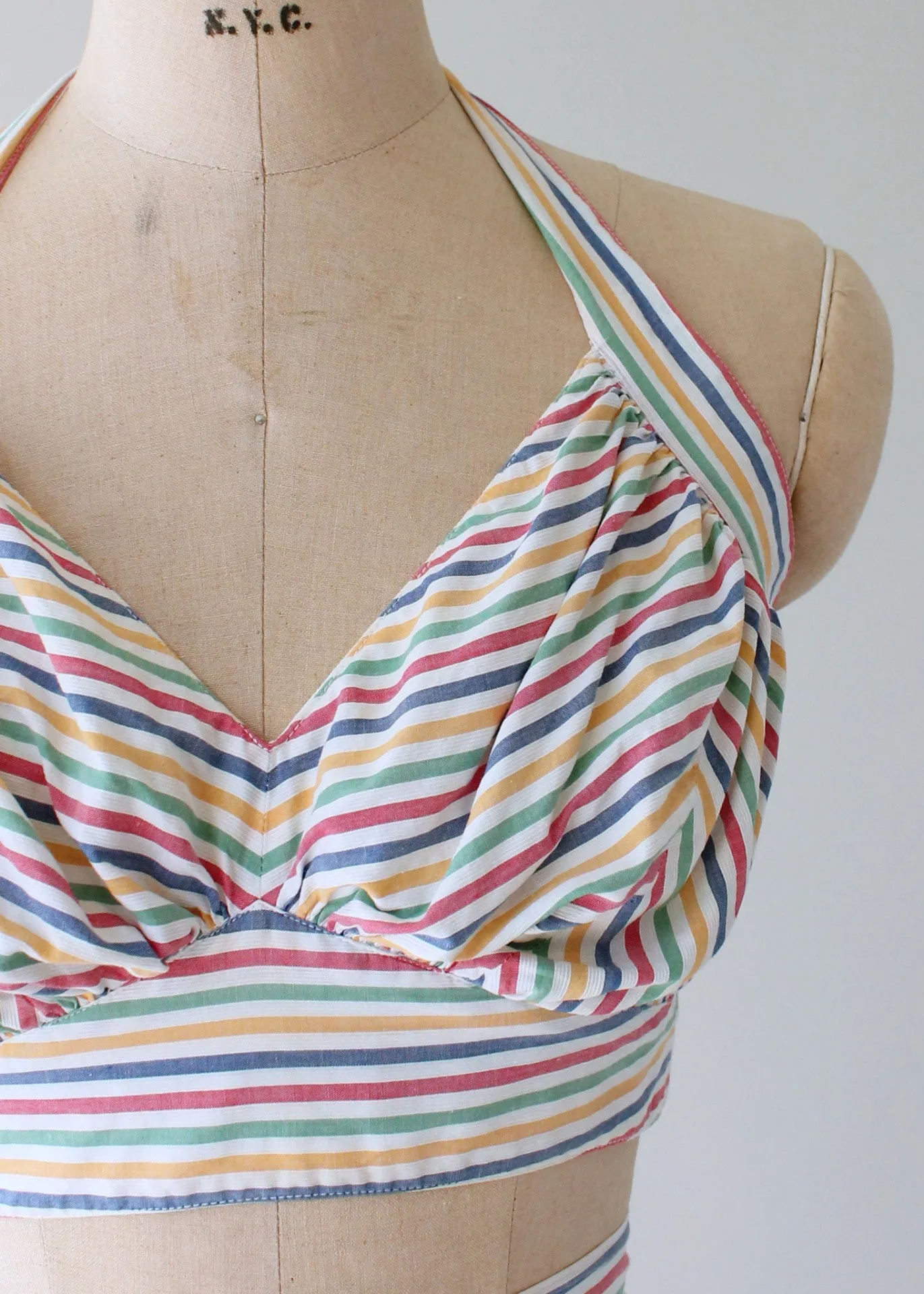 Vintage 1940s Rainbow Striped Two Piece Playsuit