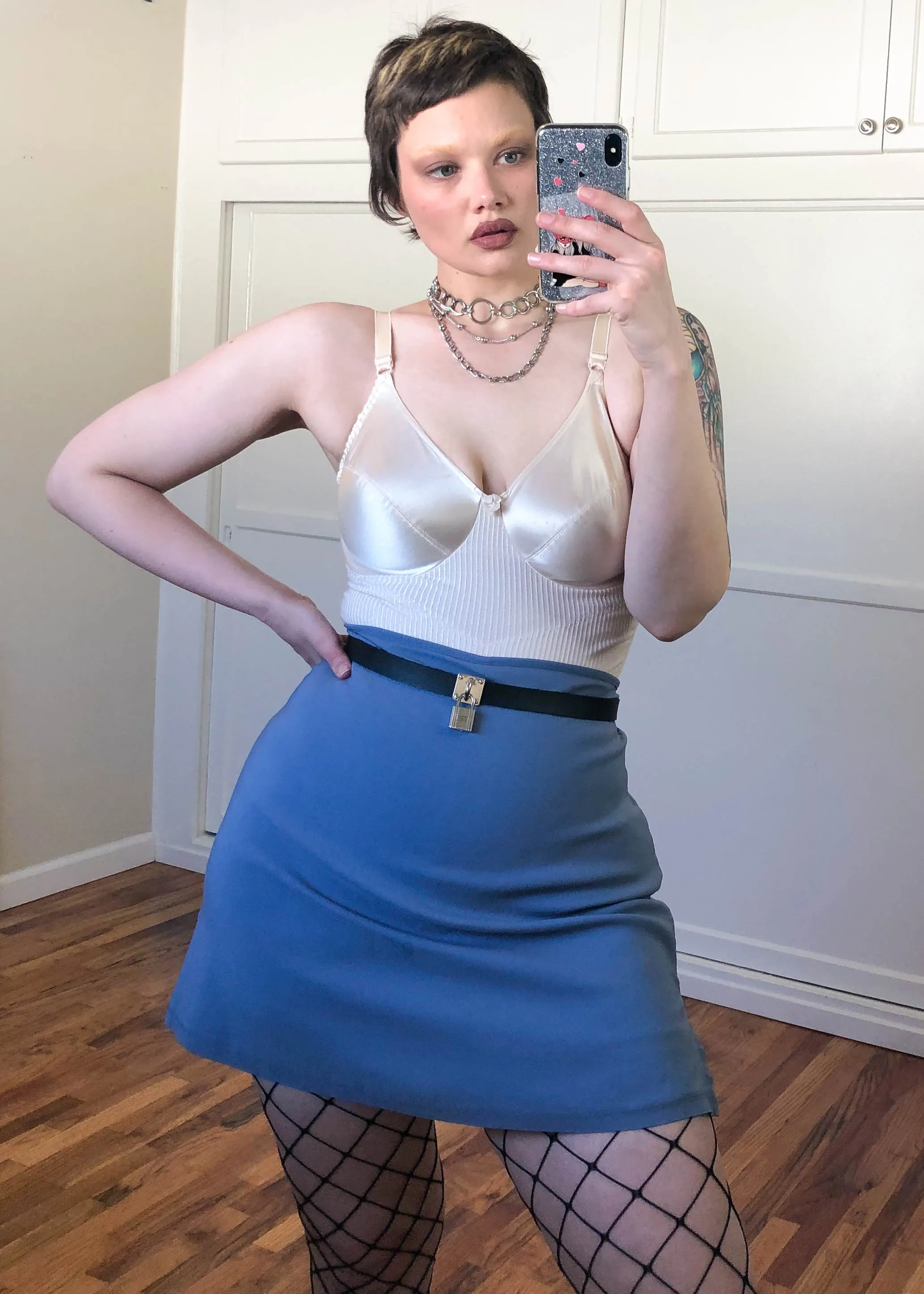 Vintage Blue Iridescent Mini Skort - 2X/3X