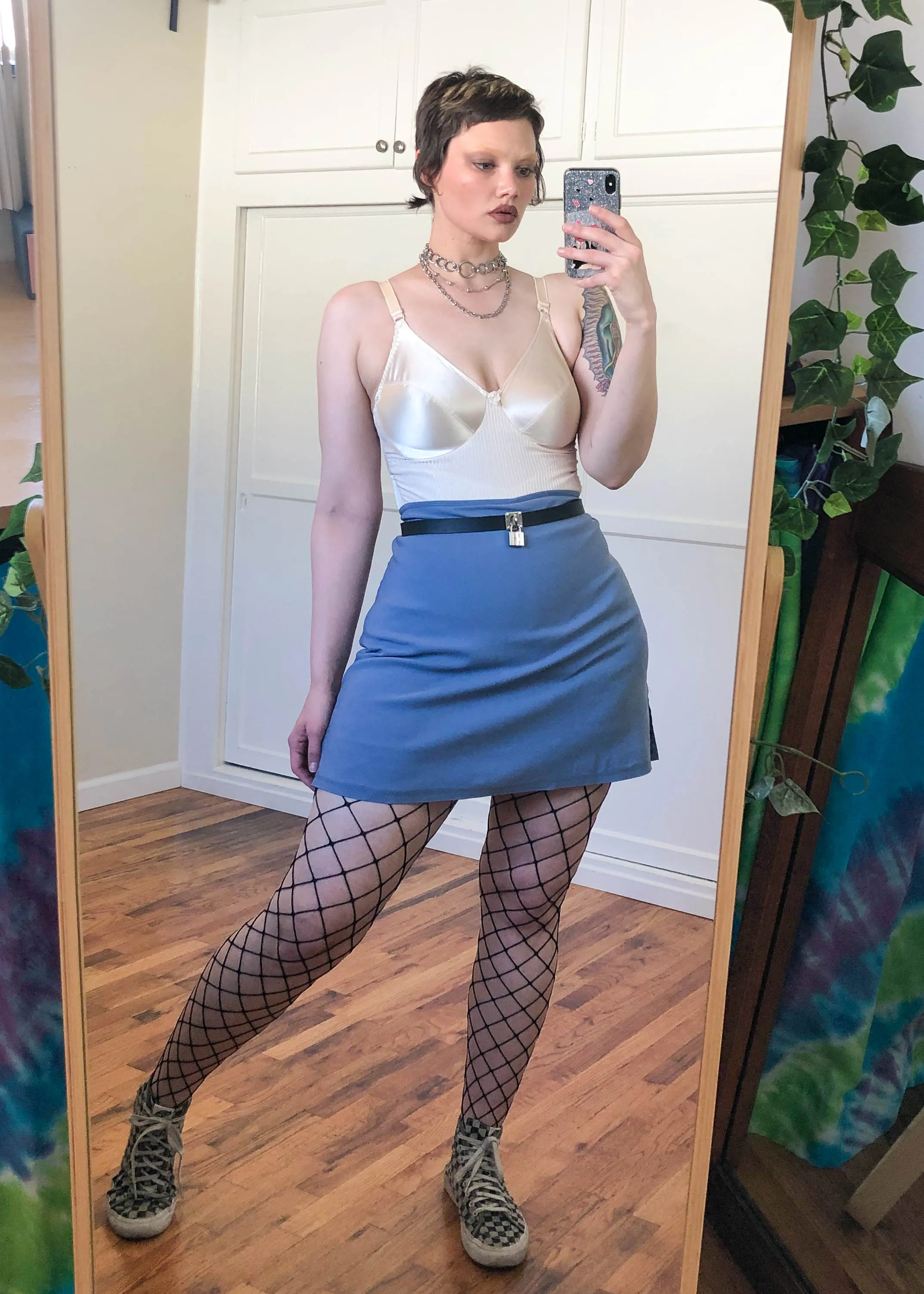 Vintage Blue Iridescent Mini Skort - 2X/3X