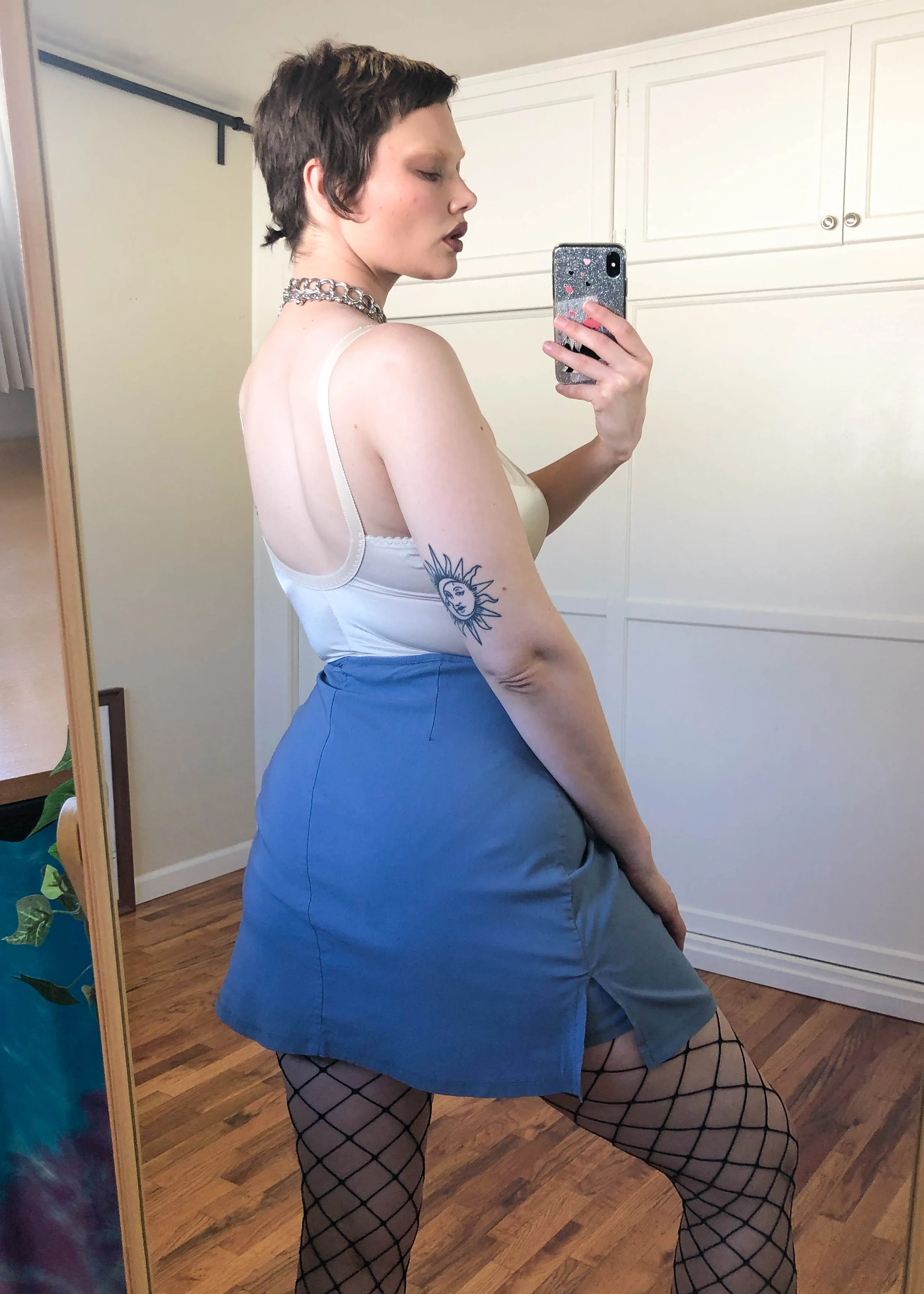 Vintage Blue Iridescent Mini Skort - 2X/3X