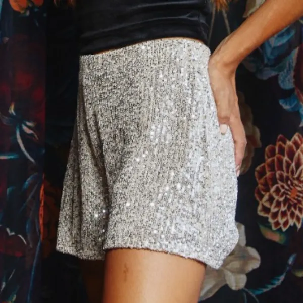 Vogue Shimmery Sequin Champagne Shorts