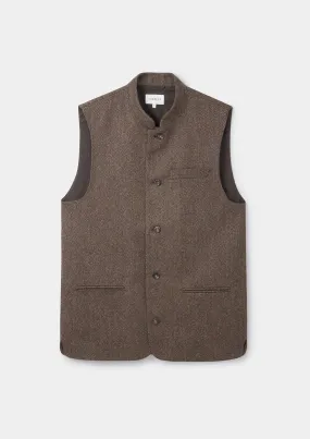 Walnut Herringbone Nehru Waistcoat