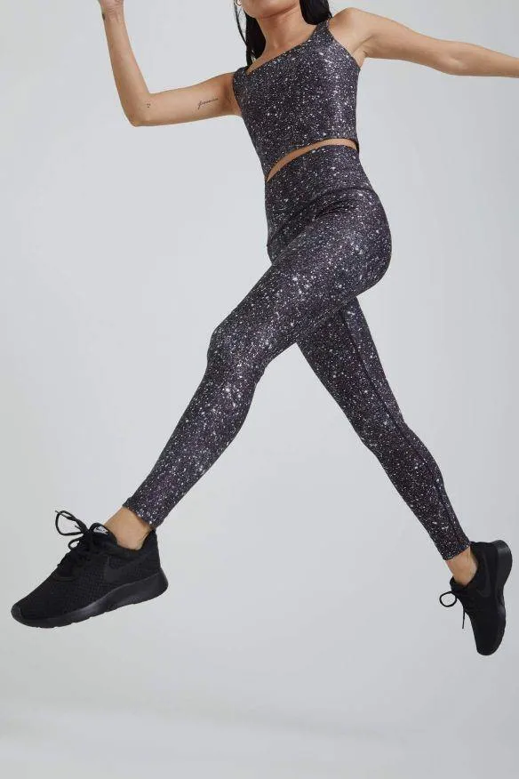 Wear It To Heart Noir Super Disco Foil High Waist Legging