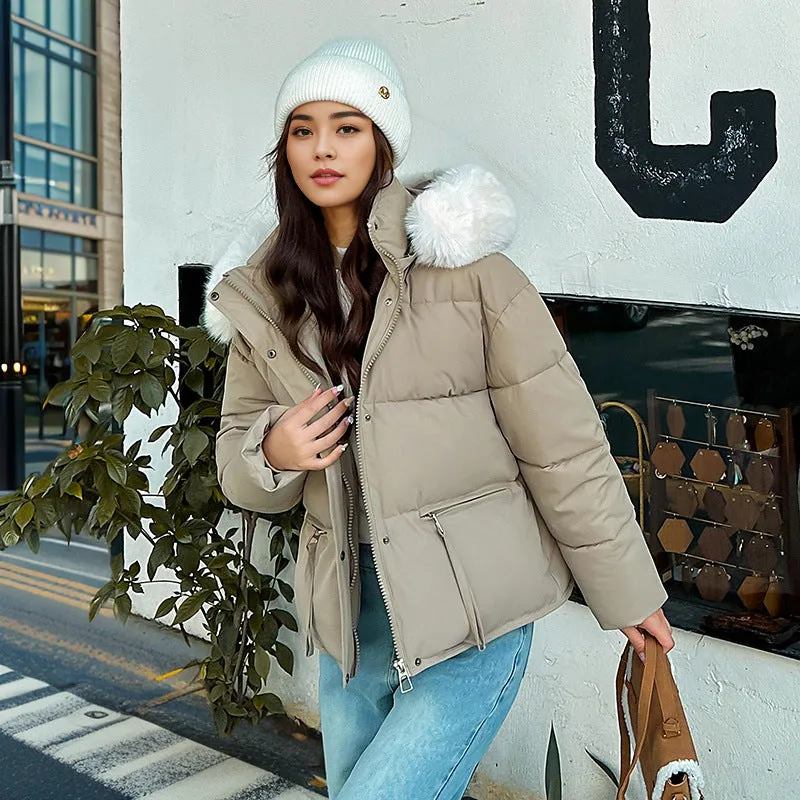 Wenkouban 2000s fashion Women's down Cotton-Padded Coat 2024 New Women's Large Fur Collar Cotton-Padded Jacket Loose Thickened Coat Short