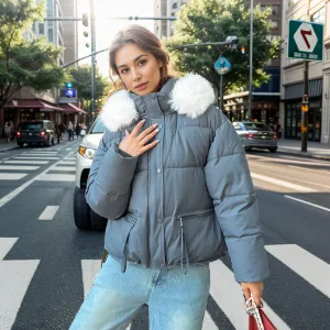 Wenkouban 2000s fashion Women's down Cotton-Padded Coat 2024 New Women's Large Fur Collar Cotton-Padded Jacket Loose Thickened Coat Short